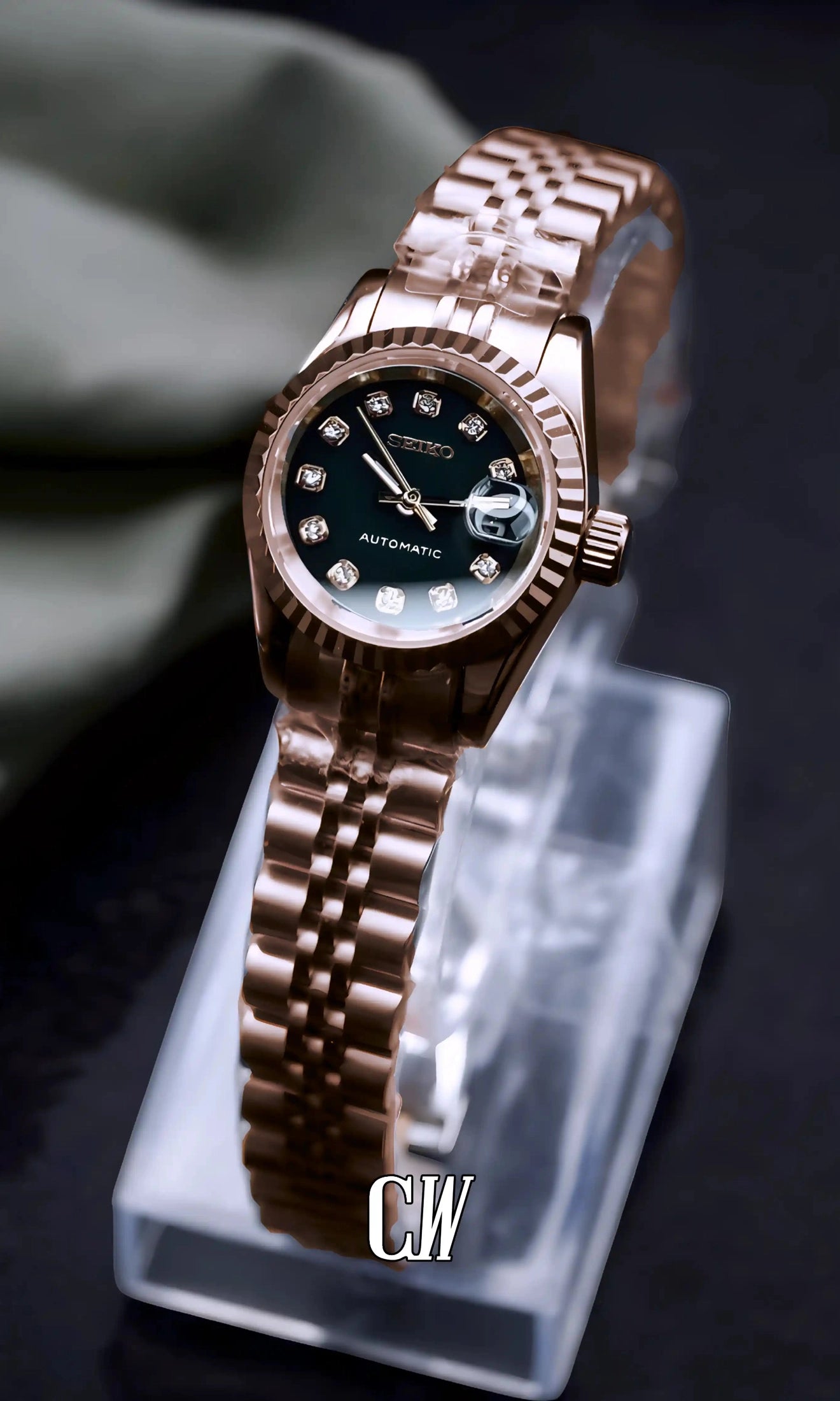 Ladies Seikojust mod watch 26mm rose gold black - Circa Watch Labs