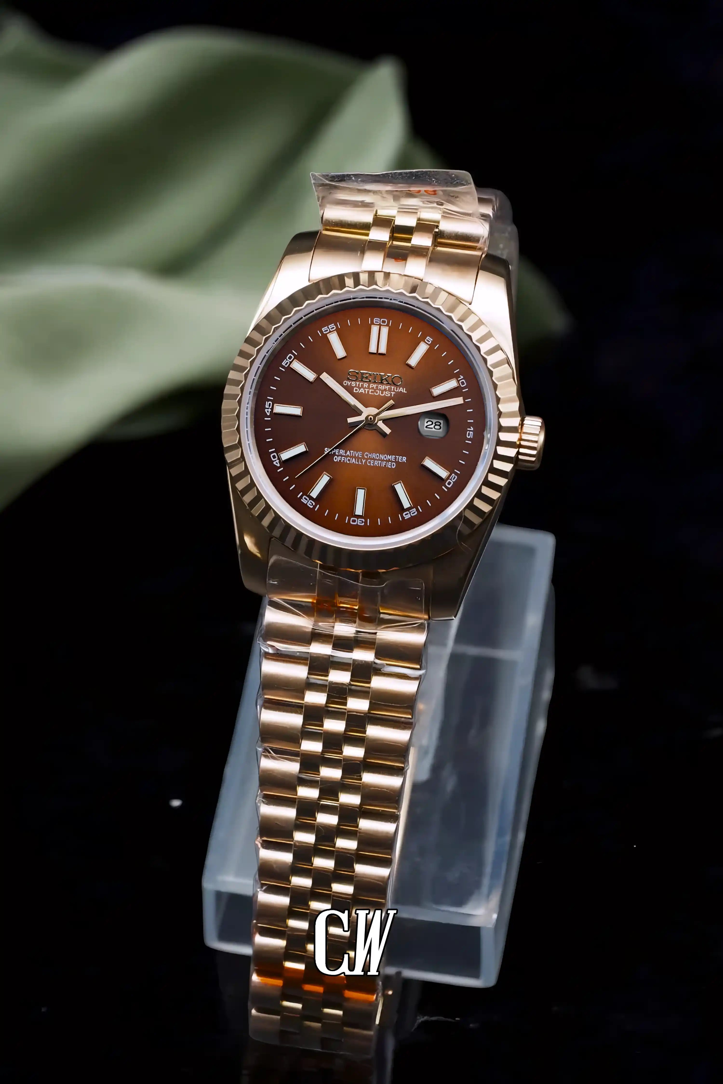 seiko mod Ladies Seikojust mod watch 31mm rose gold brown