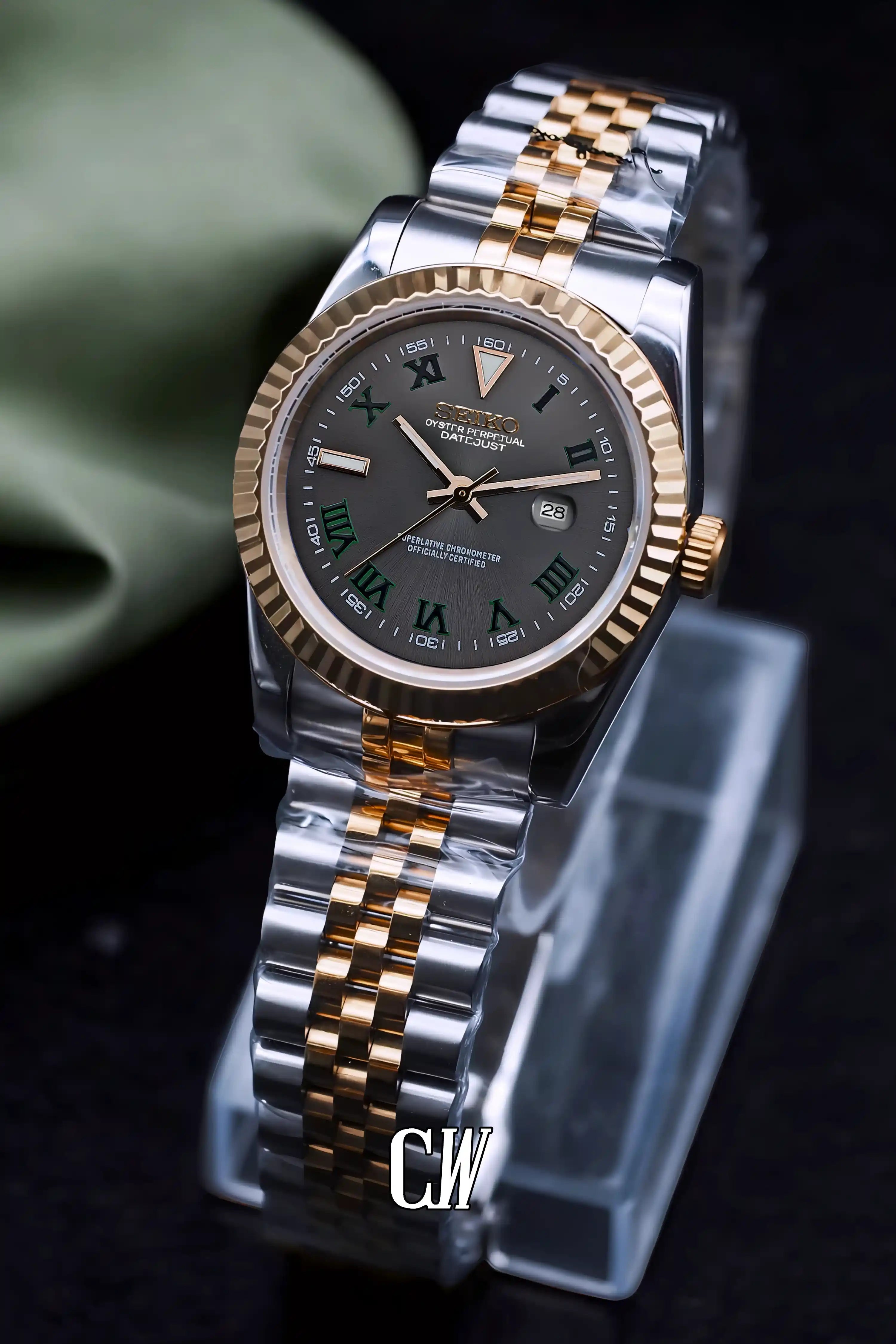 seiko mod Ladies Seikojust mod watch 31mm wimbledon two tone rose gold silver