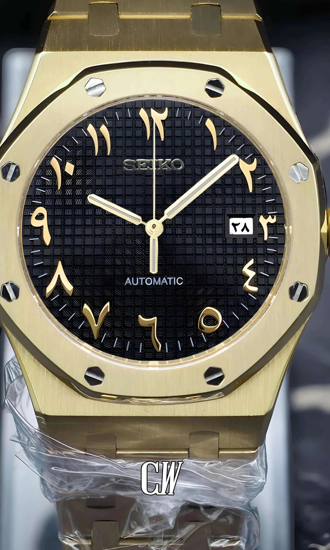 Mod Royal Seikoak automatic watch 'black gold' arabic - Circa Watch Labs