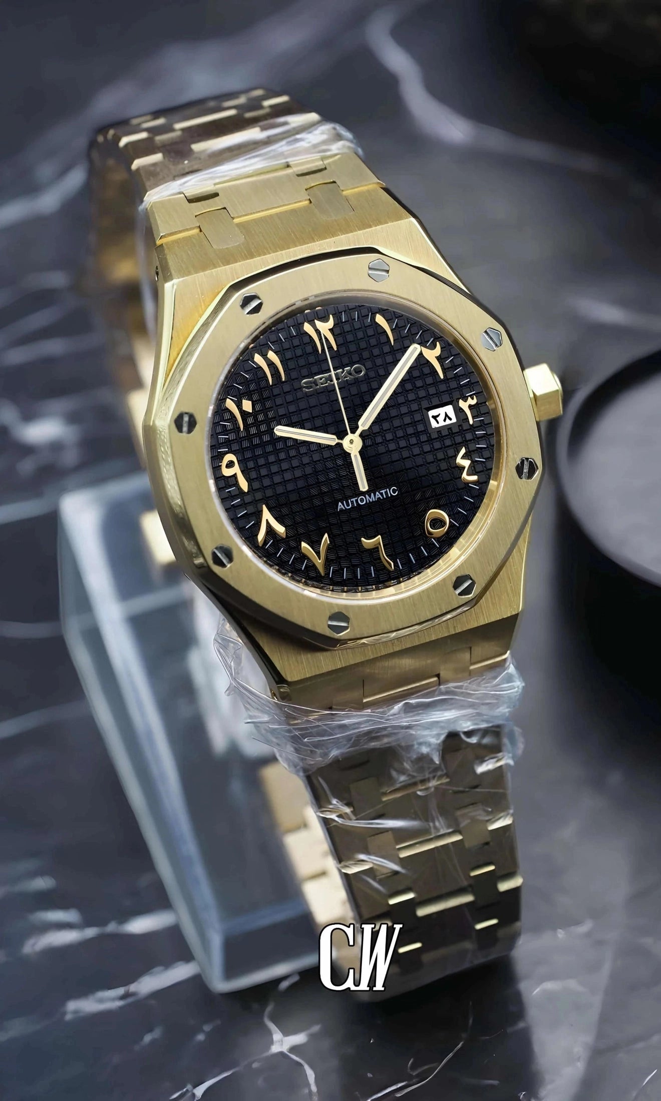 Mod Royal Seikoak automatic watch 'black gold' arabic - Circa Watch Labs