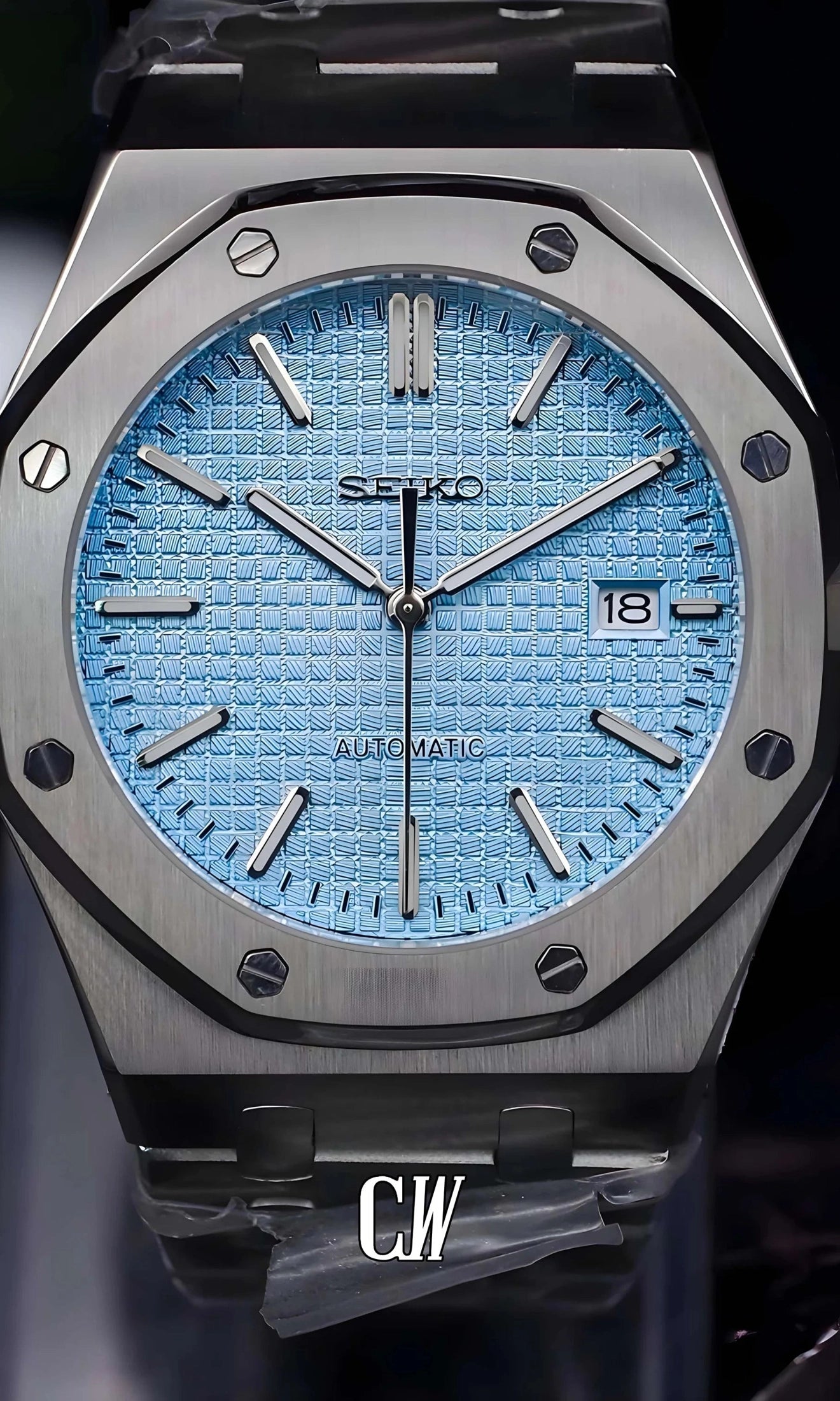 Mod Royal Seikoak automatic watch 'ice blue' - Circa Watch Labs