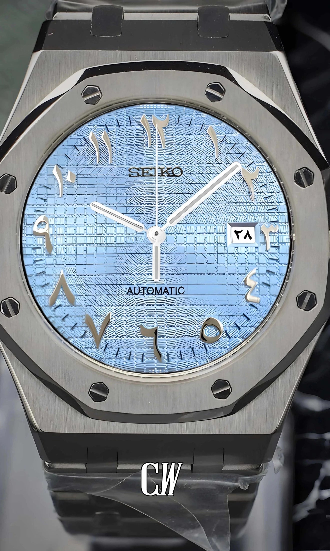 Mod Royal Seikoak automatic watch 'ice blue' arabic - Circa Watch Labs
