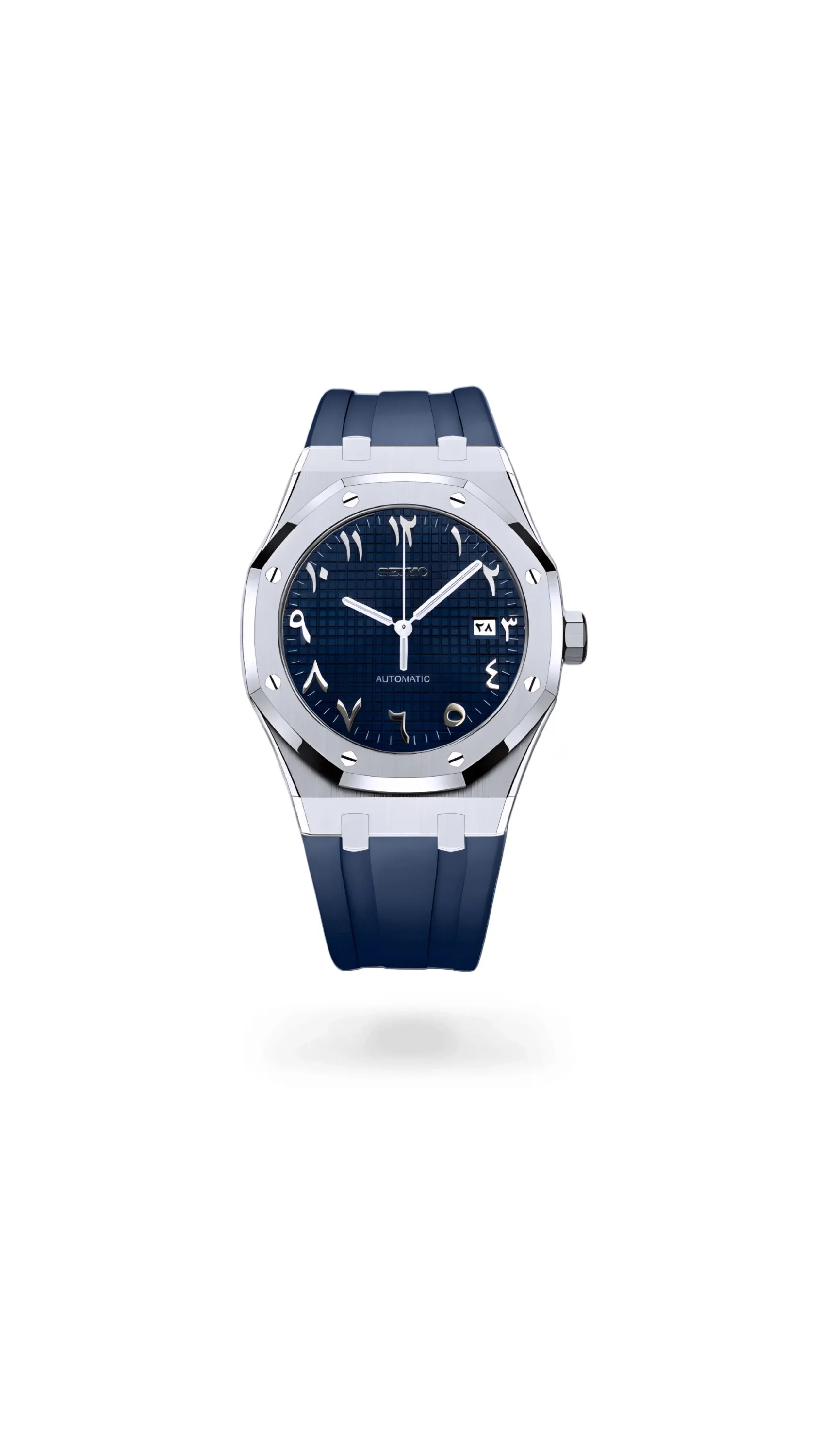 Mod Royal Seikoak automatic watch 'navy blue' arabic - Circa Watch Labs