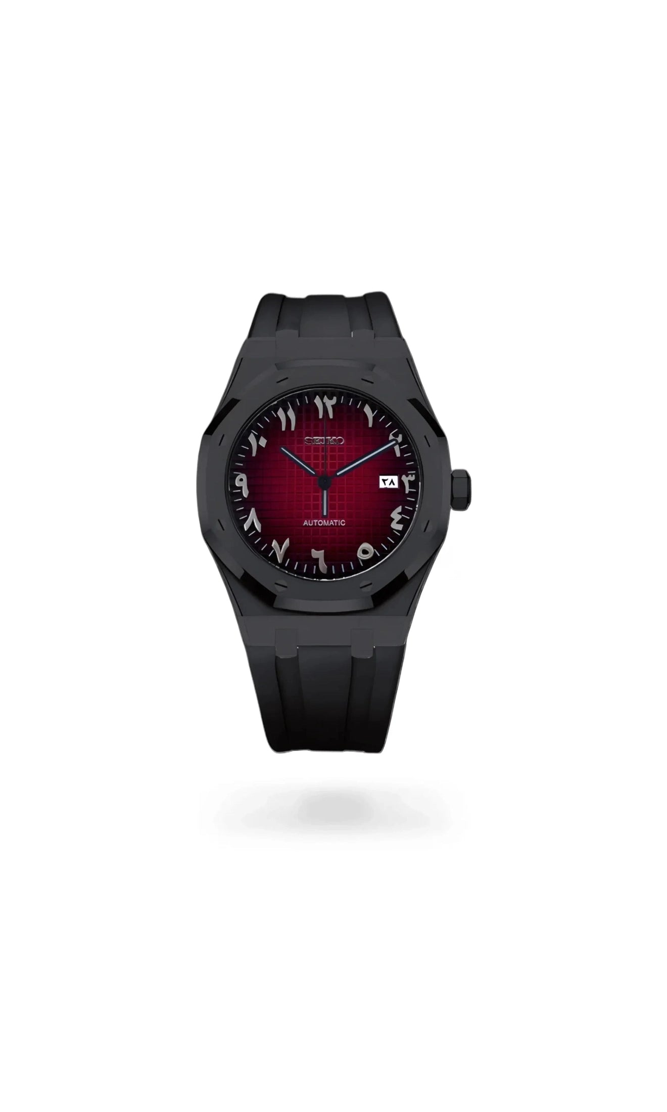 Mod Royal Seikoak automatic watch 'red black' arabic - Circa Watch Labs
