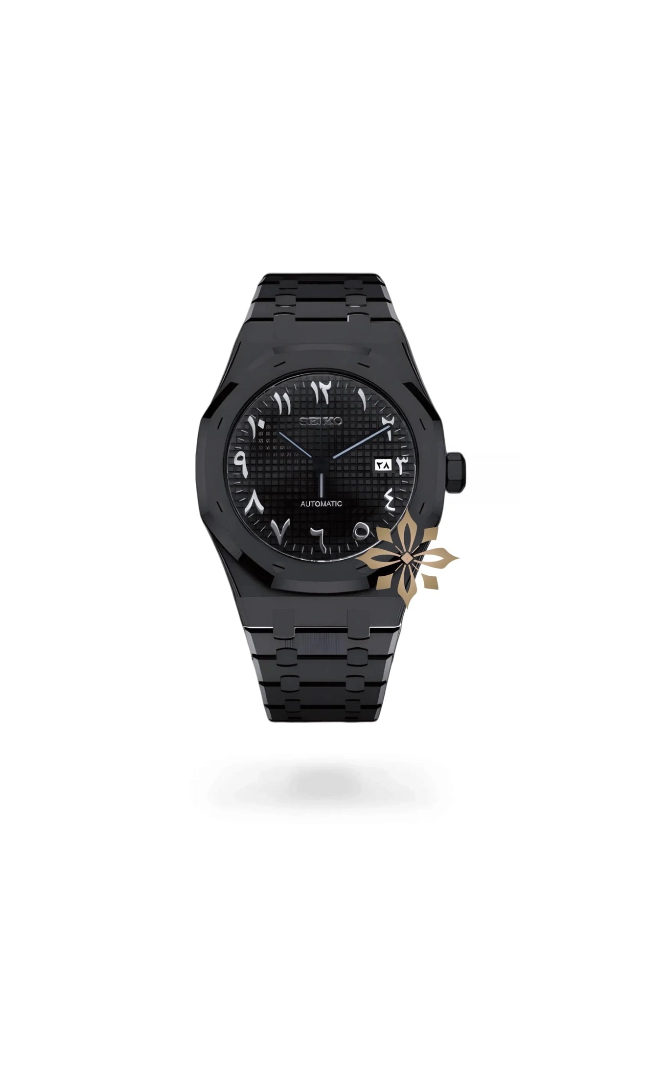 Mod Royal Seikoak automatic watch 'triple black' arabic - Circa Watch Labs