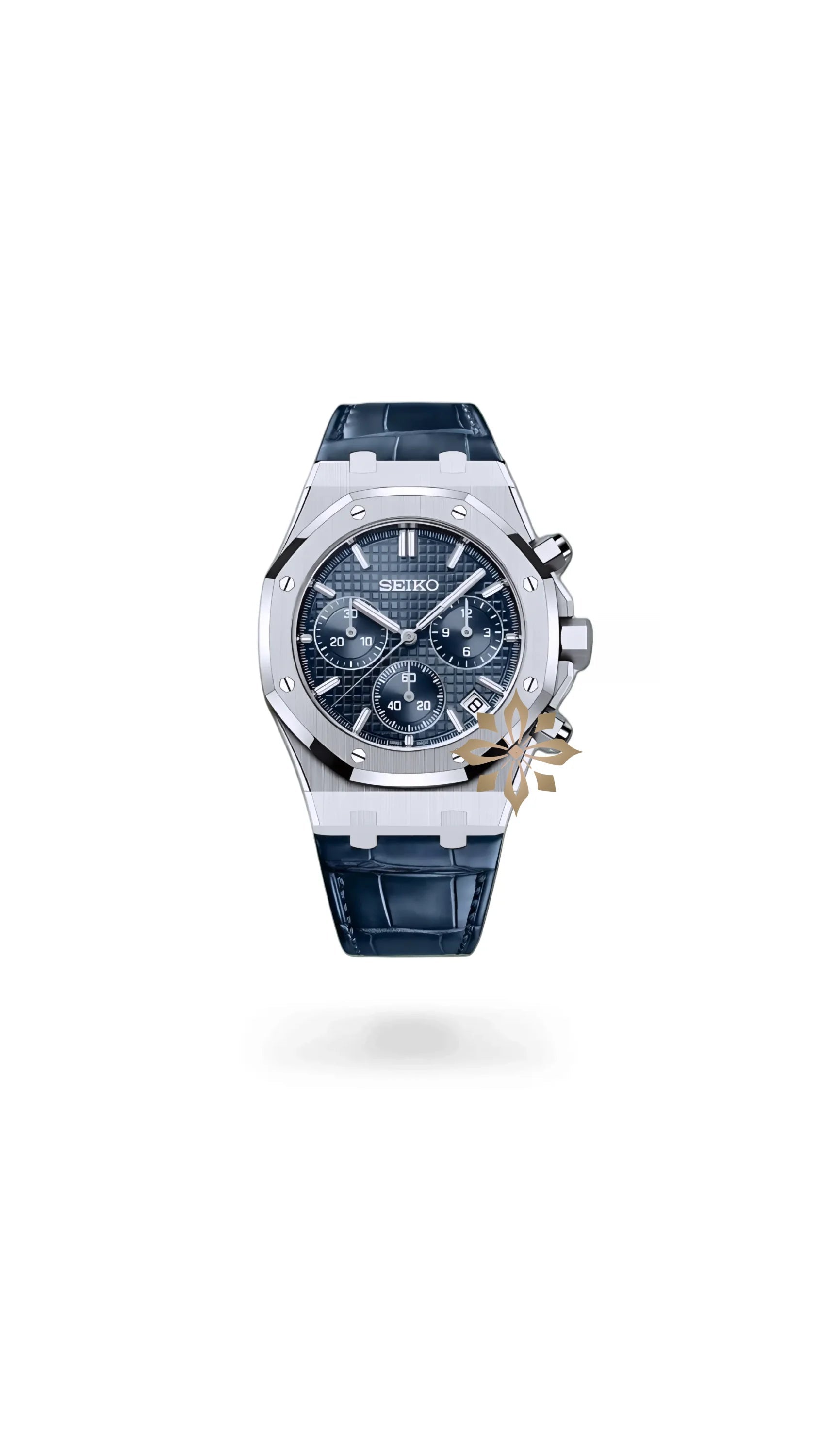 Mod Royal Seikoak chronograph blue watch - Circa Watch Labs seiko mod