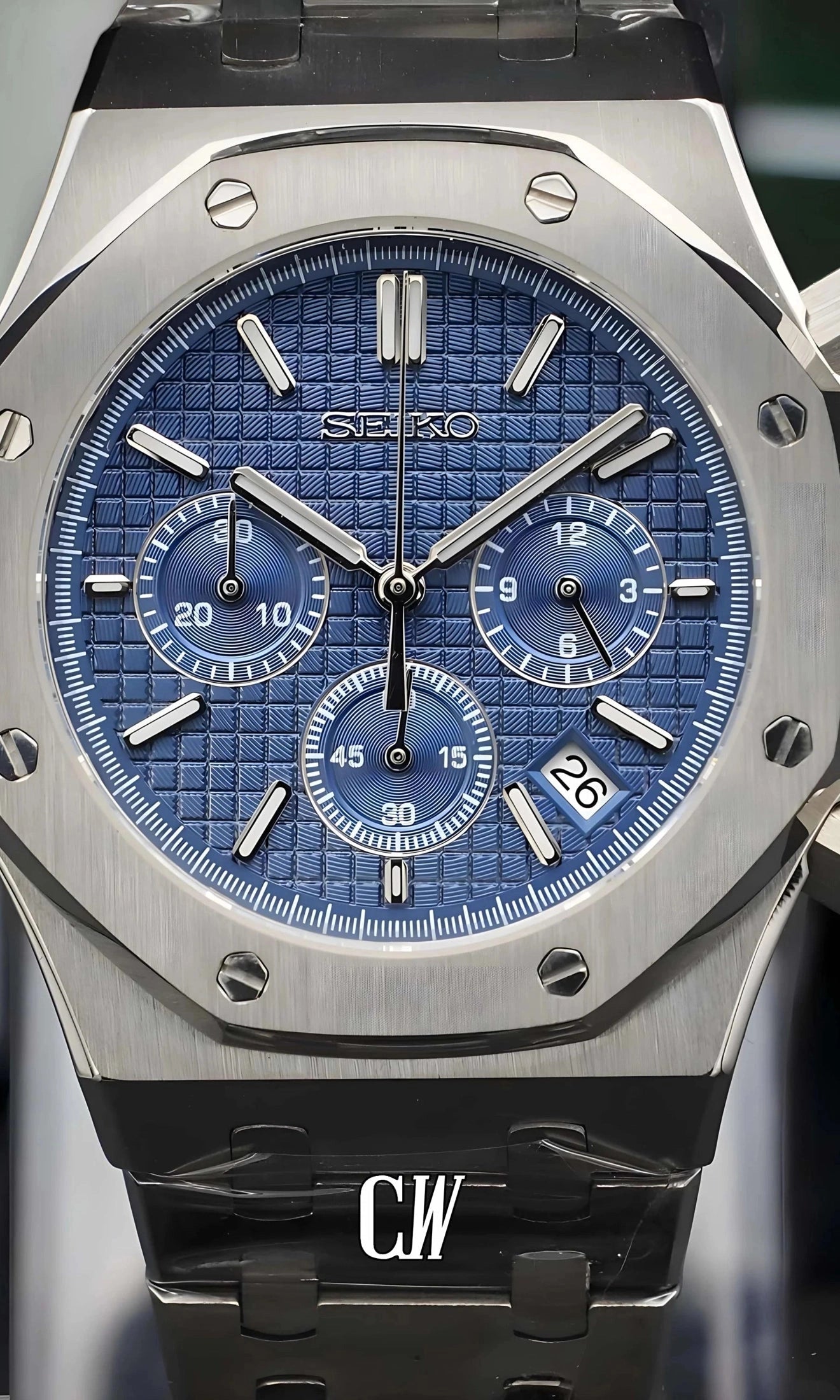 Mod Royal Seikoak chronograph blue watch - Circa Watch Labs