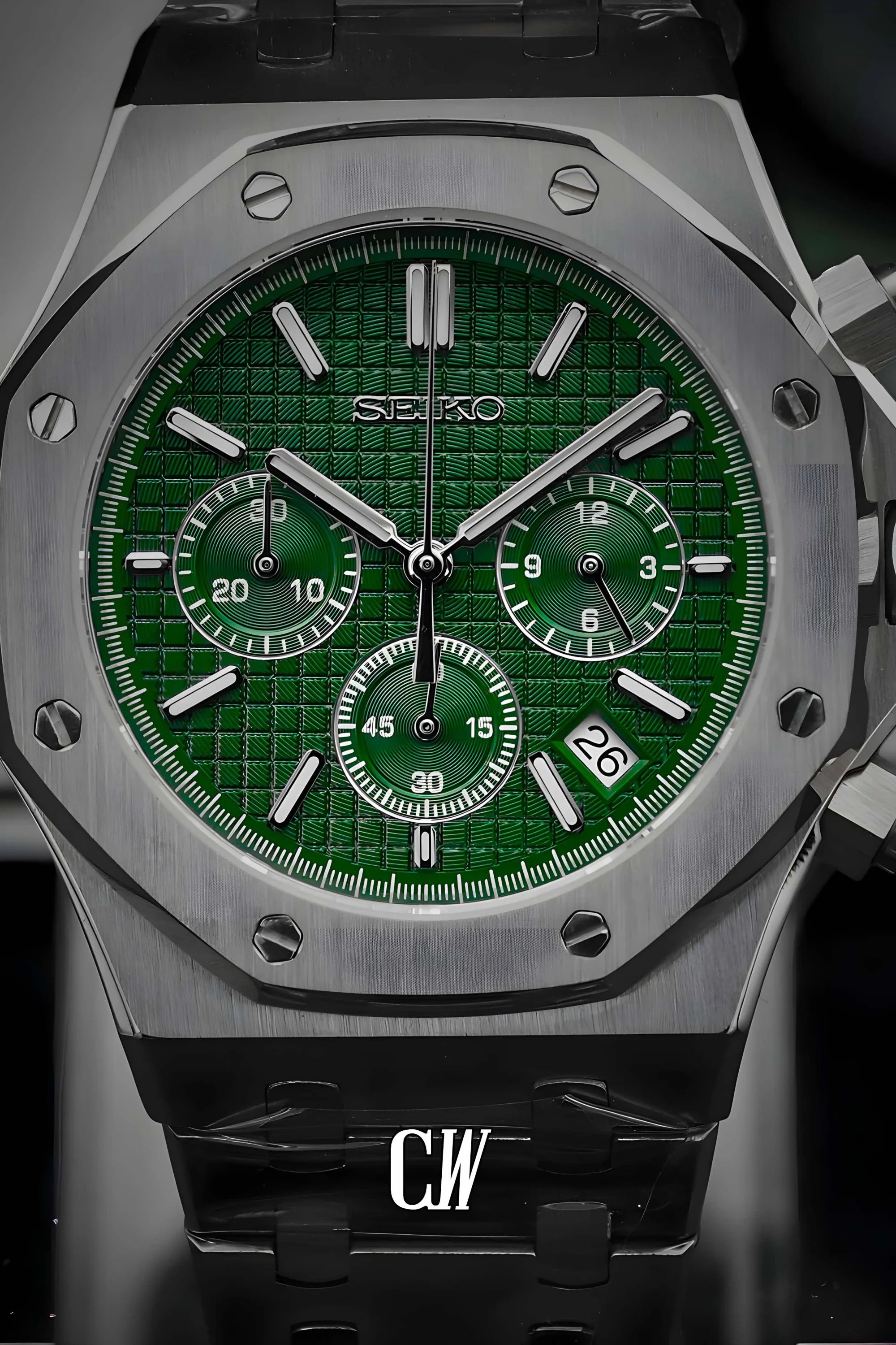 Mod Royal Seikoak chronograph green watch - Circa Watch Labs seiko mod