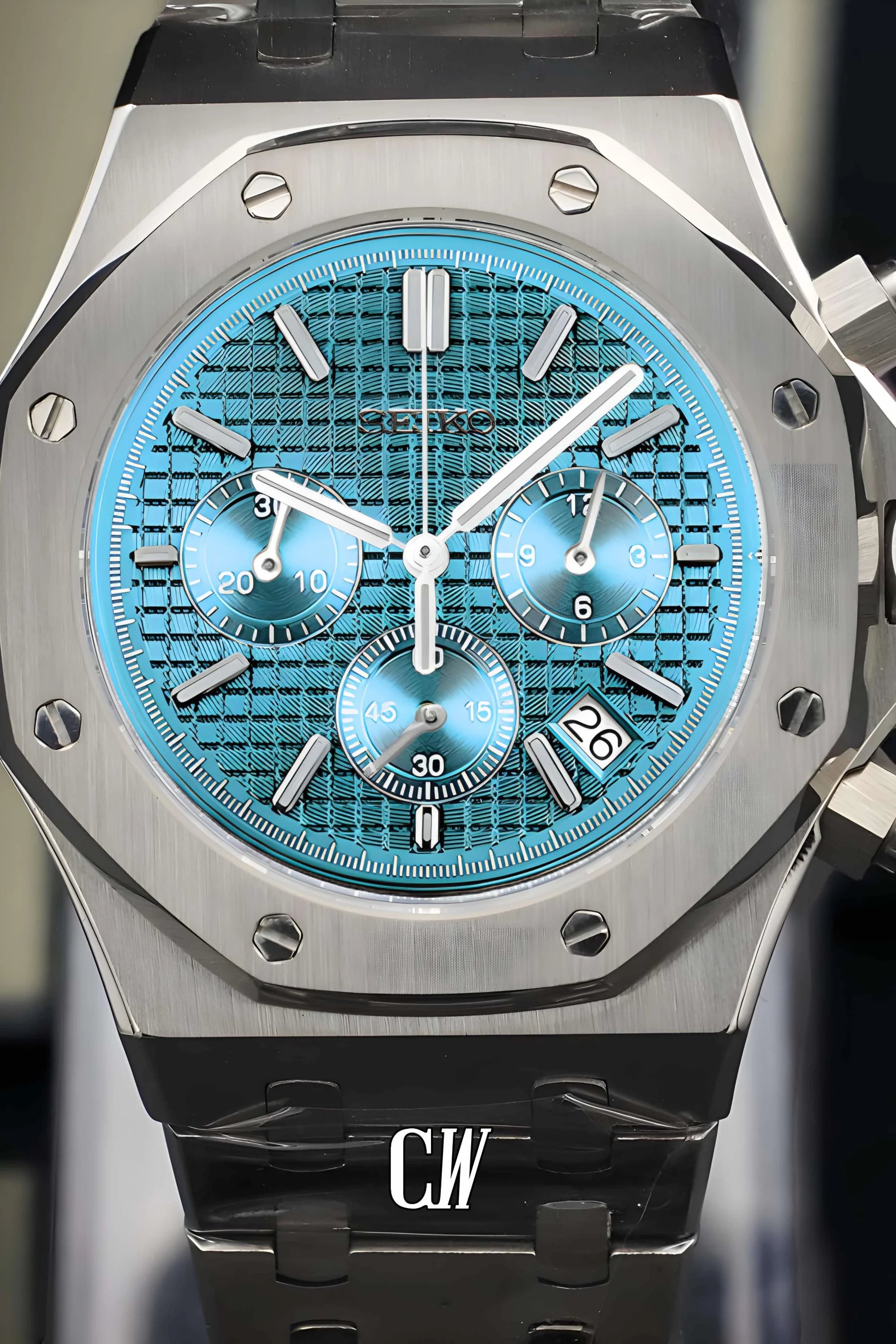 Mod Royal Seikoak chronograph ice blue watch - Circa Watch Labs