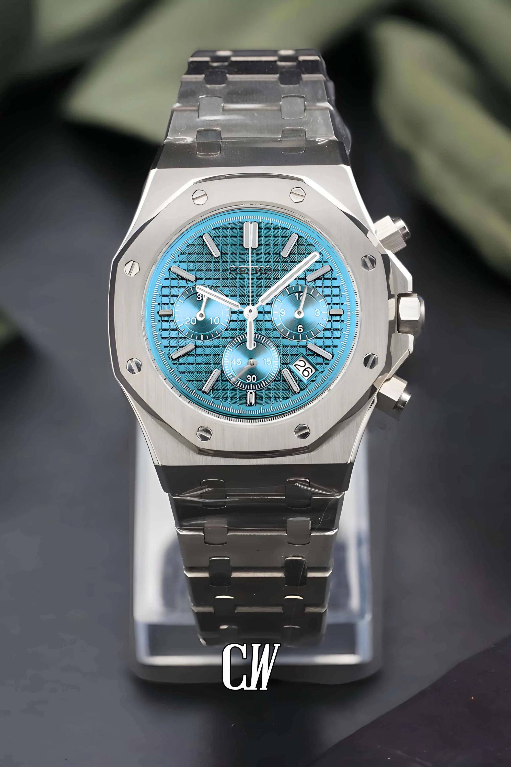 Mod Royal Seikoak chronograph ice blue watch - Circa Watch Labs