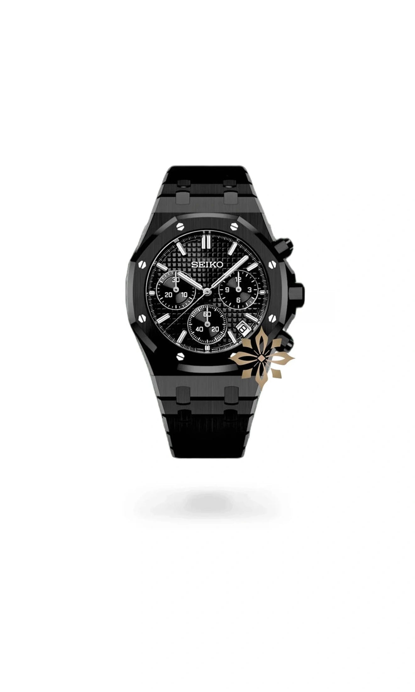 Mod Royal Seikoak chronograph triple black watch - Circa Watch Labs
