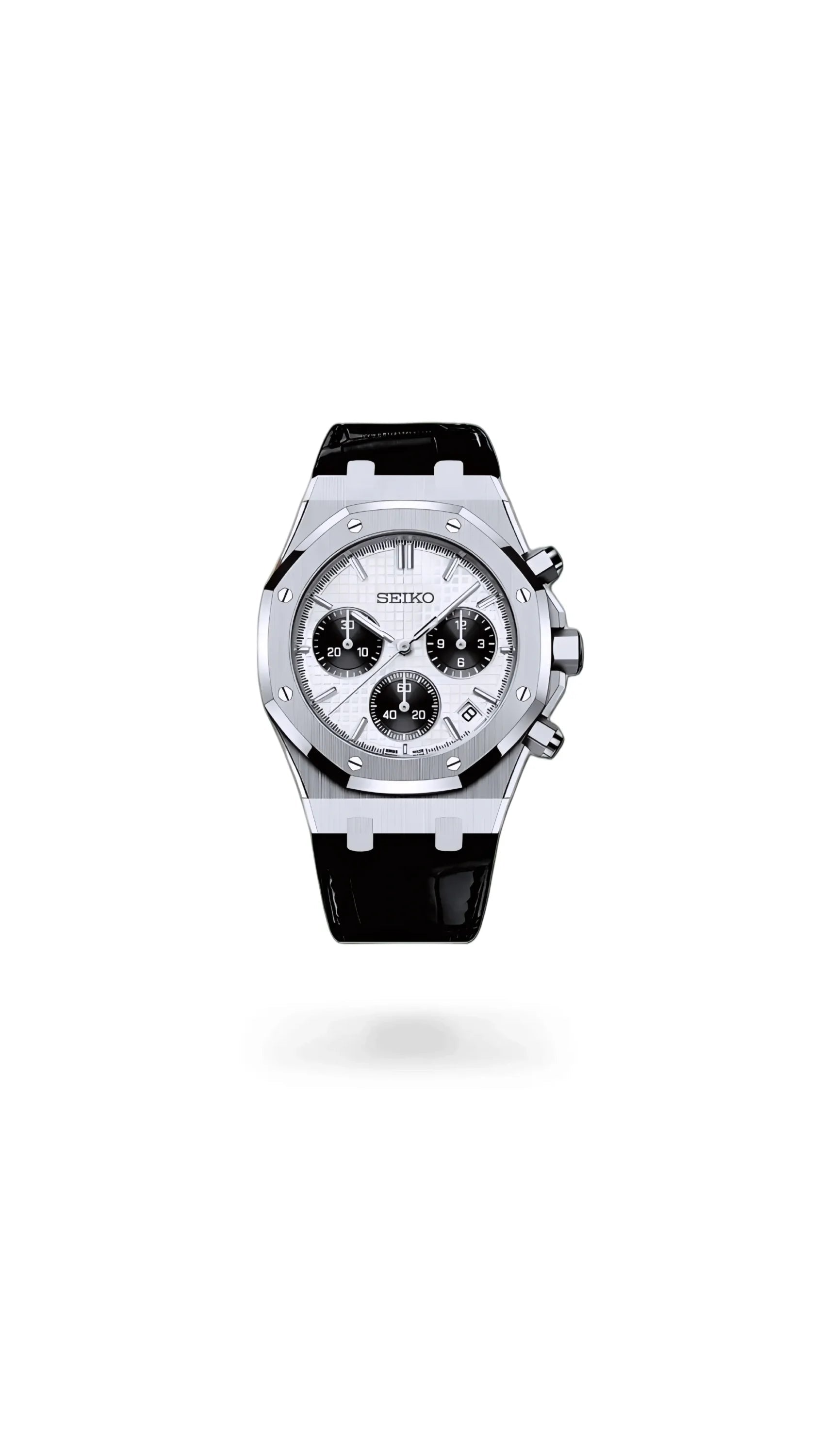 Mod Royal Seikoak chronograph white watch - Circa Watch Labs seiko mod