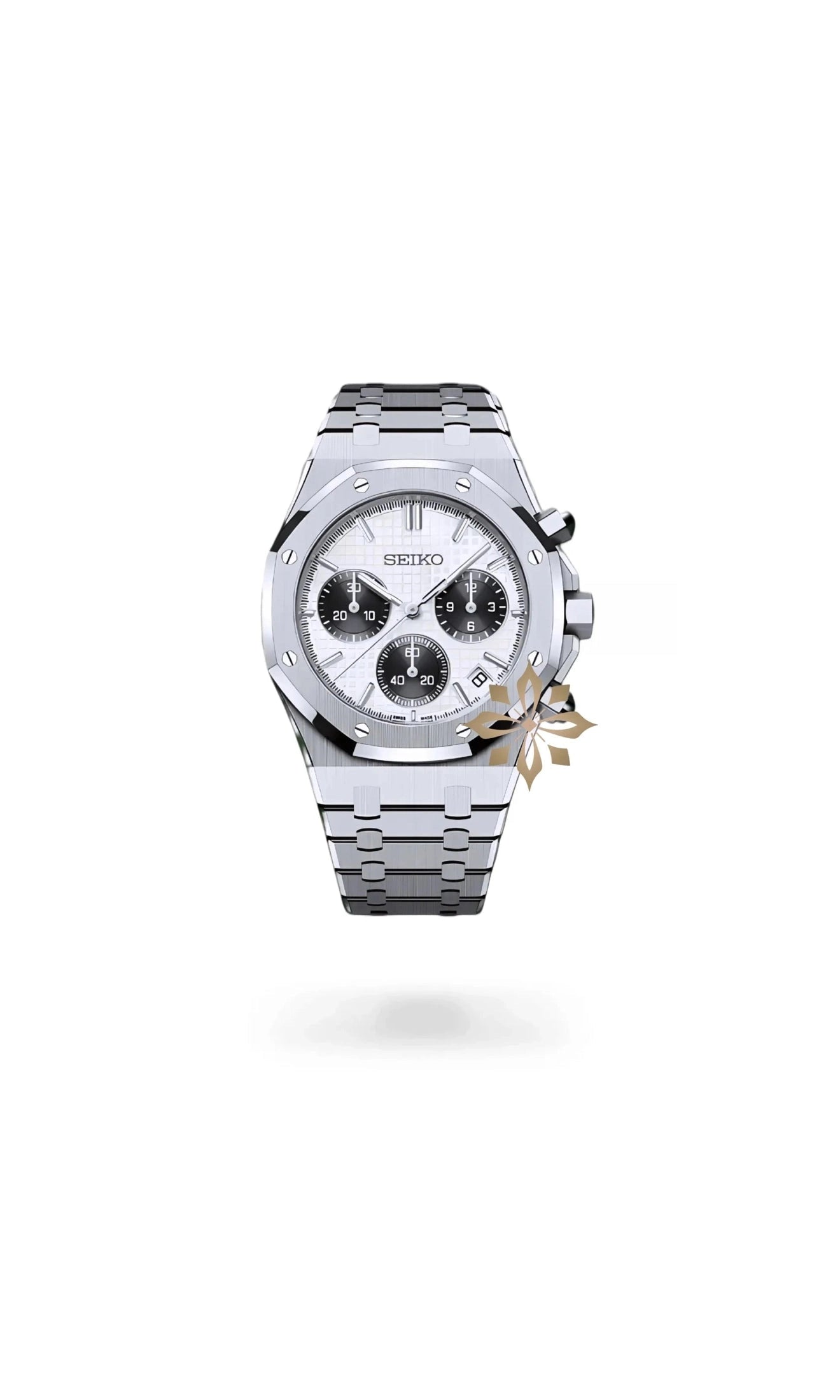 Mod Royal Seikoak chronograph white watch - Circa Watch Labs