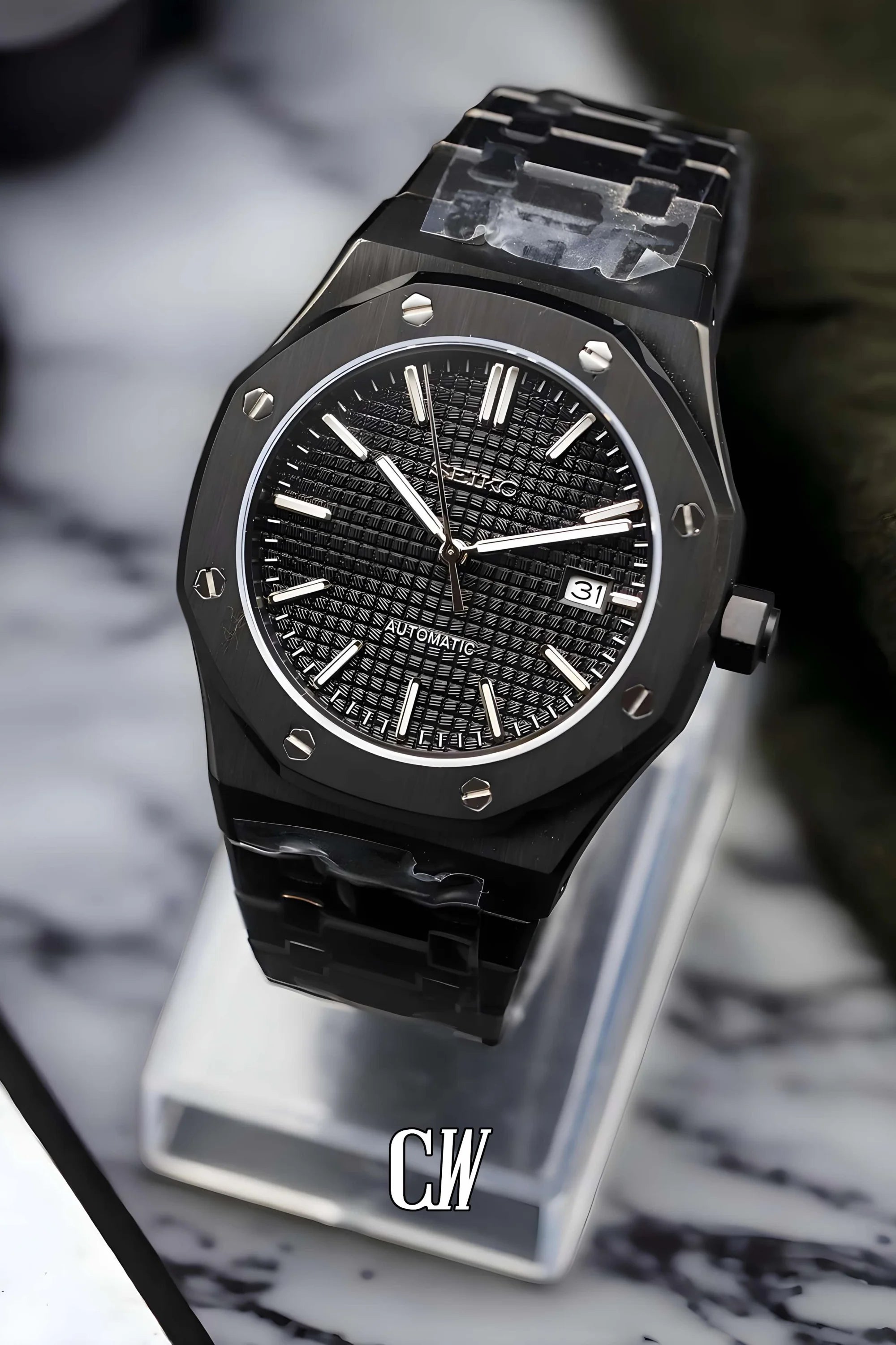 Mod Royal Seikoak watch 'Triple black' - Circa Watch Labs seiko mod