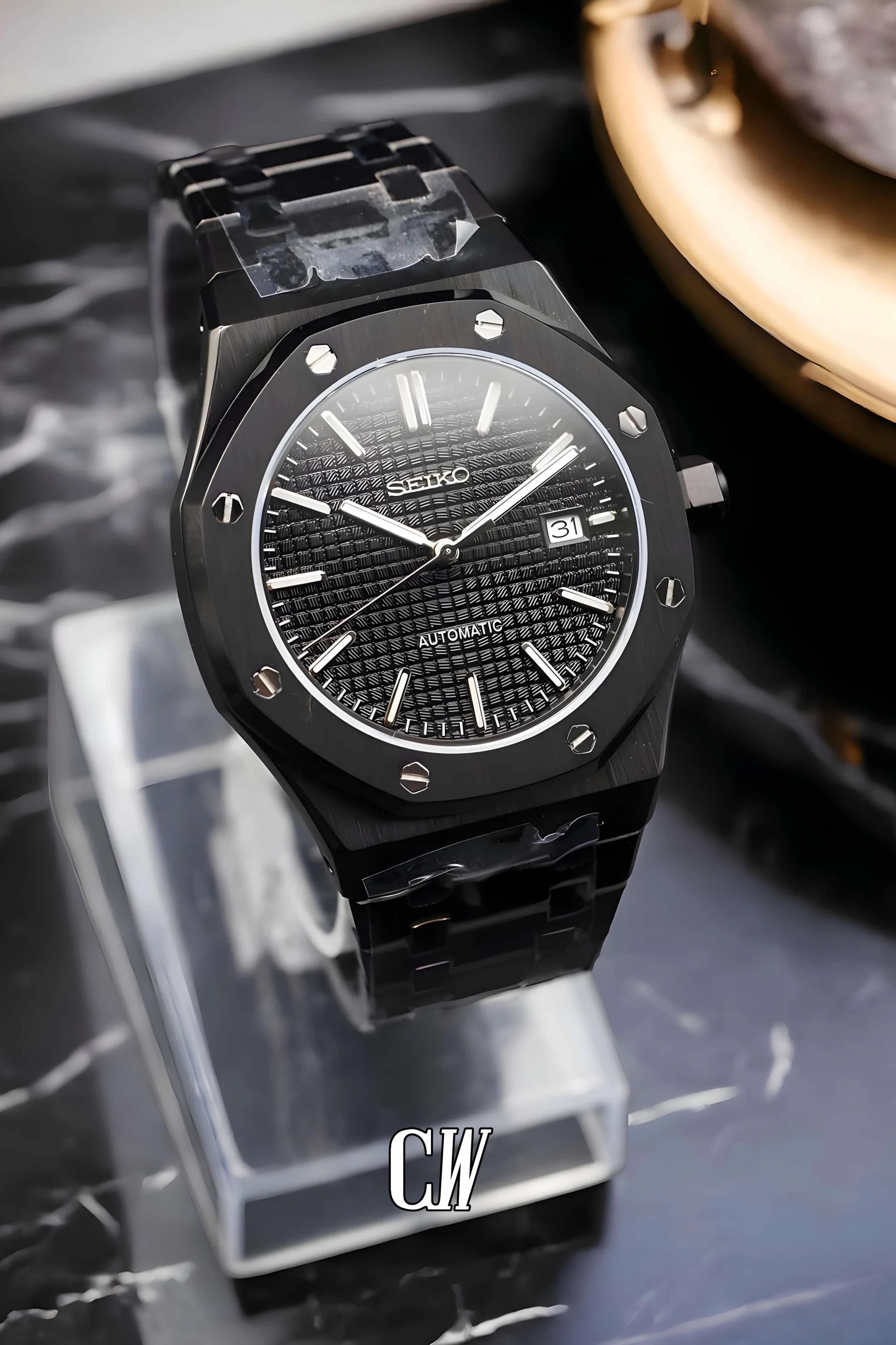 Mod Royal Seikoak watch 'Triple black' - Circa Watch Labs seiko mod