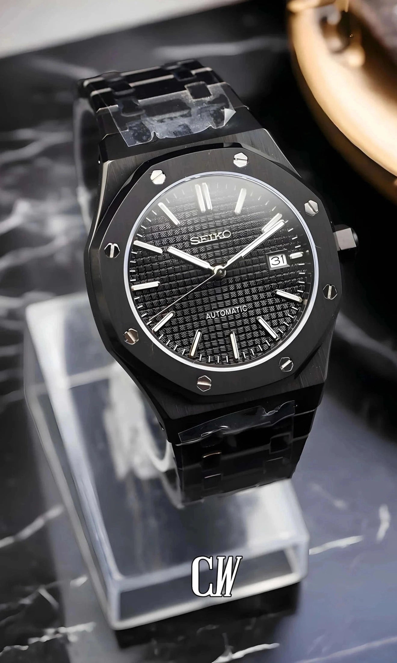 Mod Royal Seikoak watch 'Triple black' - Circa Watch Labs