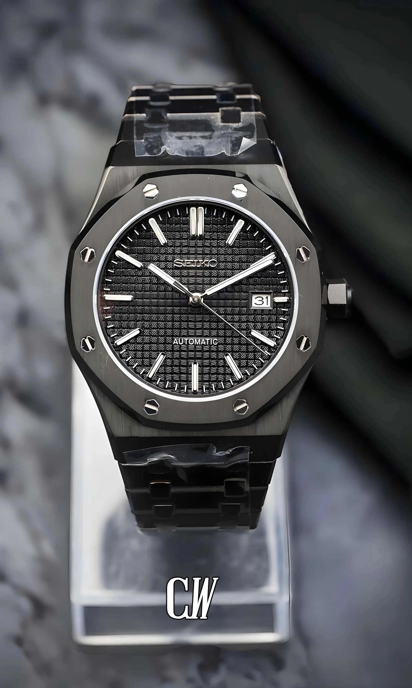 Mod Royal Seikoak watch 'Triple black' - Circa Watch Labs