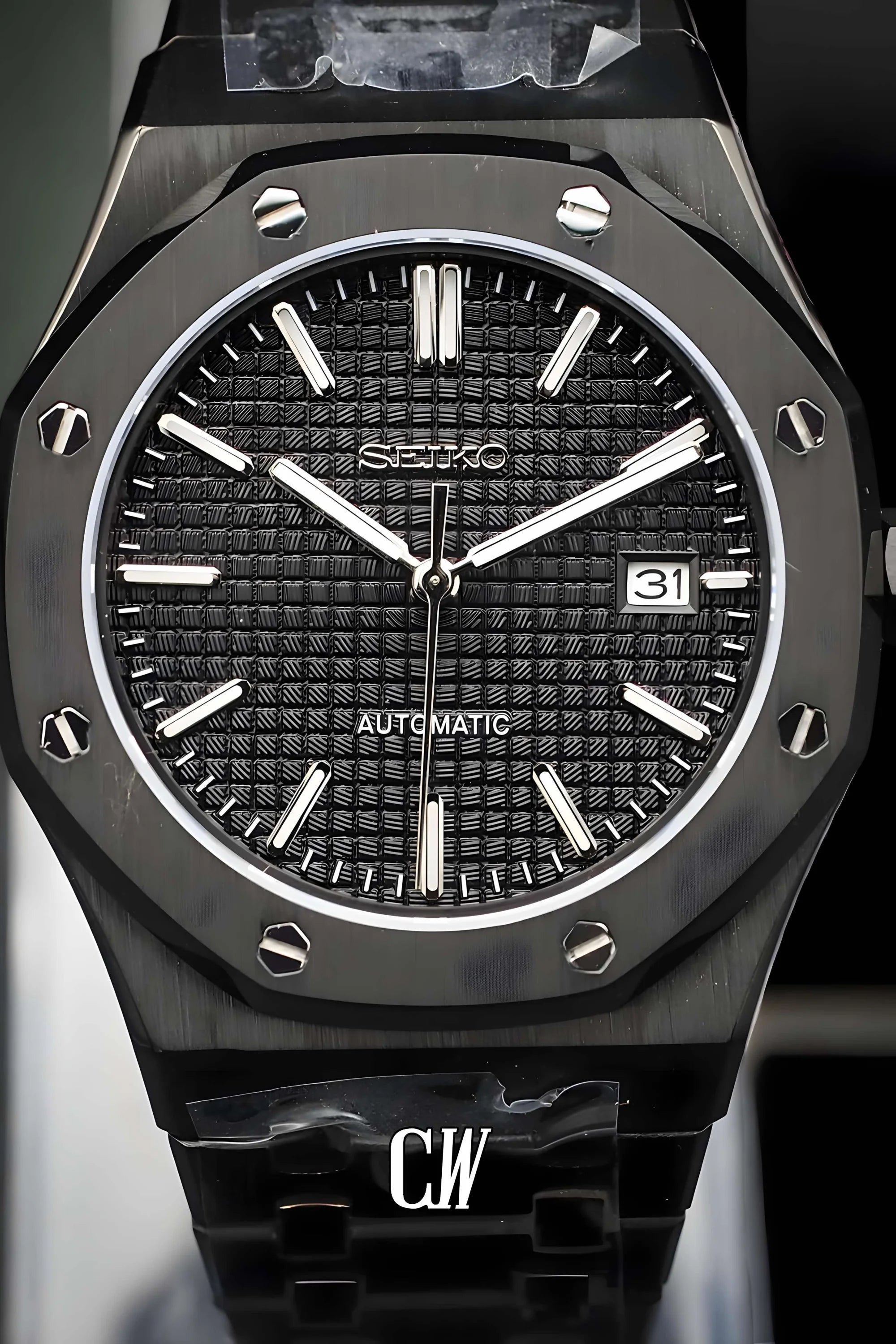 Mod Royal Seikoak watch 'Triple black' - Circa Watch Labs seiko mod