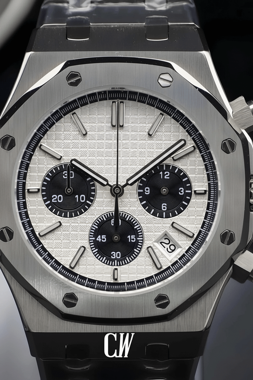 Oak mod chronograph white watch - Circa Watch Labs seiko mod