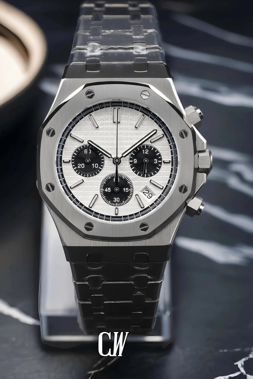 Oak mod chronograph white watch - Circa Watch Labs seiko mod