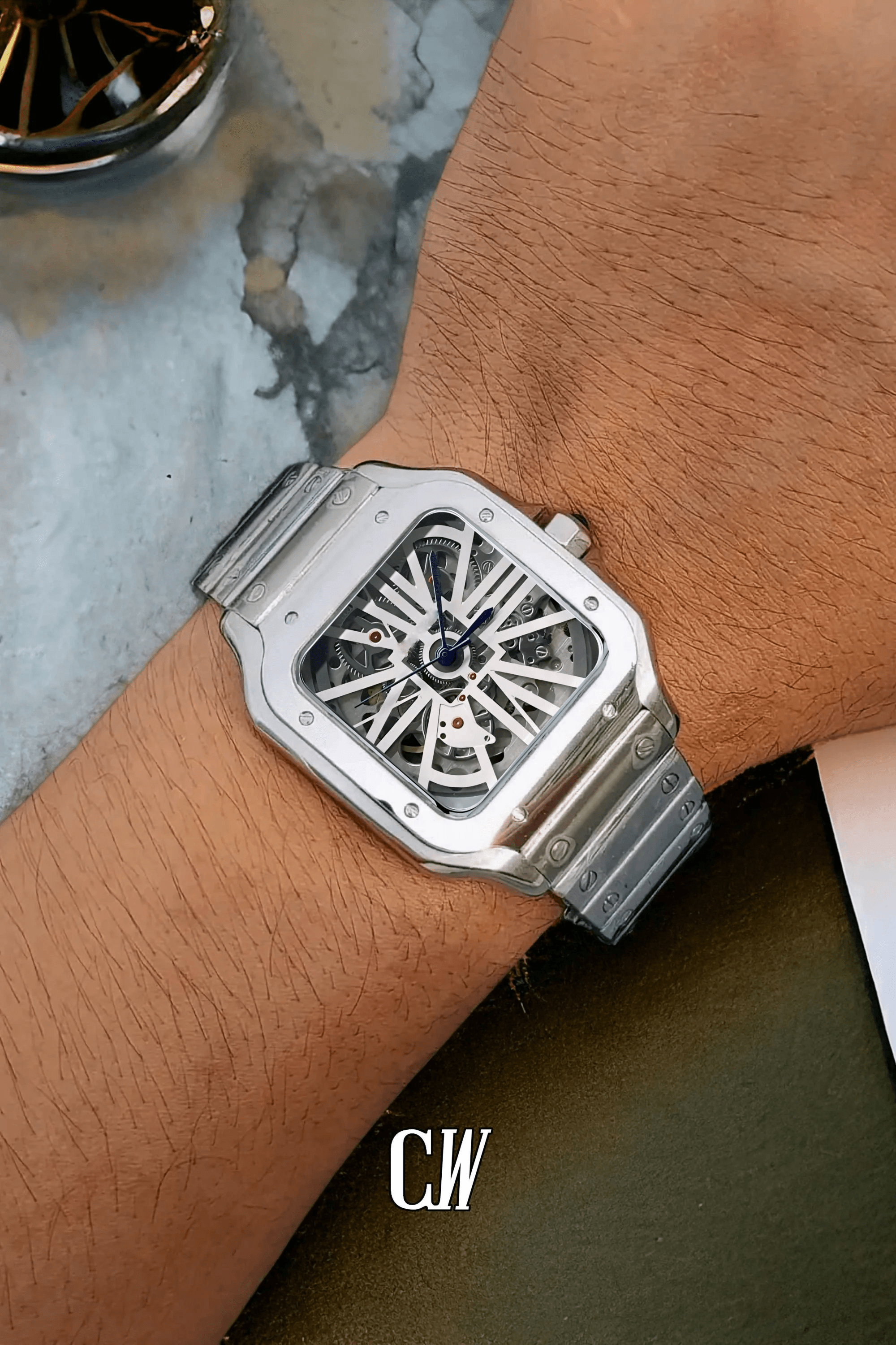 Santeiko Mod Santos style Skeleton watch