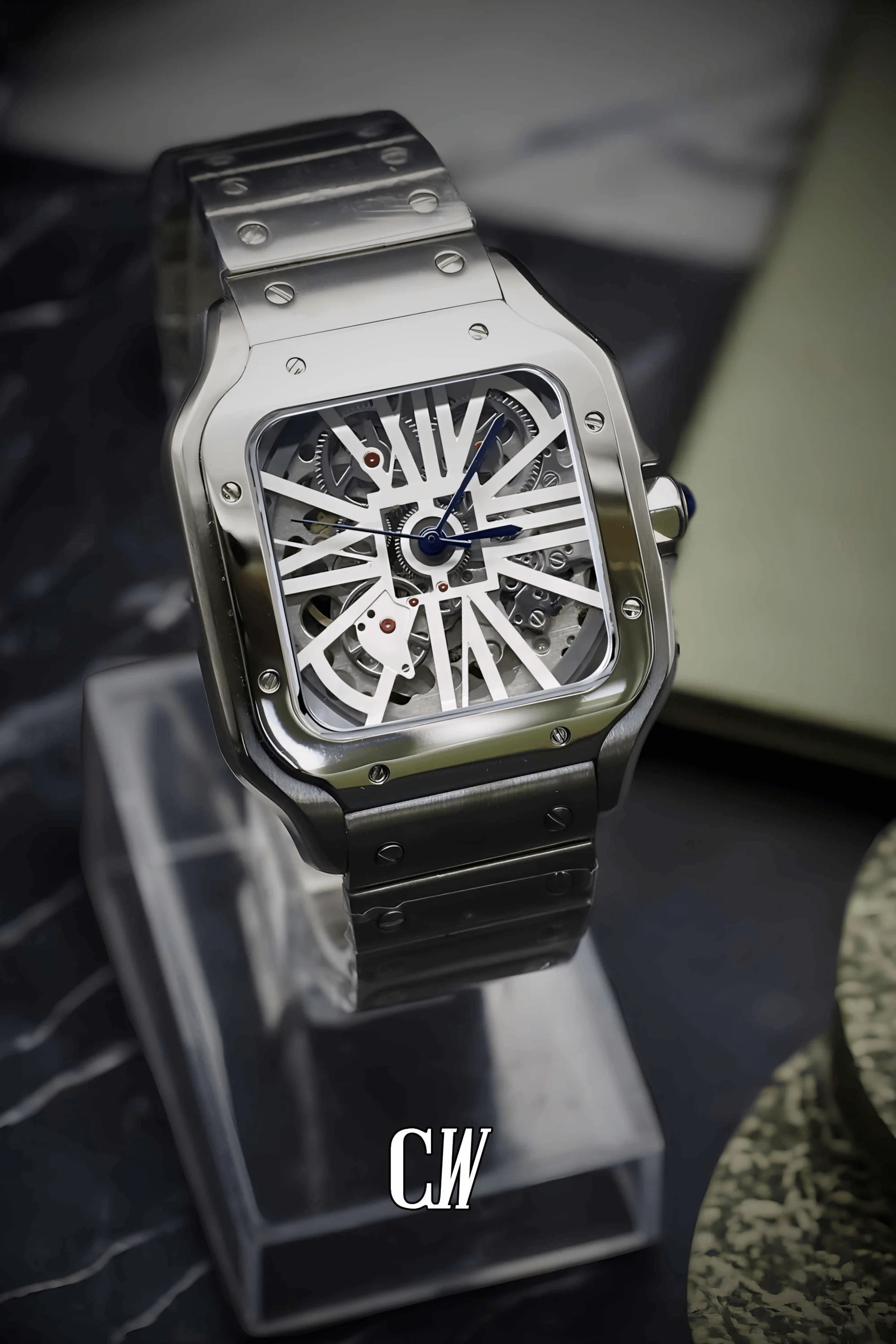 Santeiko Mod Santos style Skeleton watch