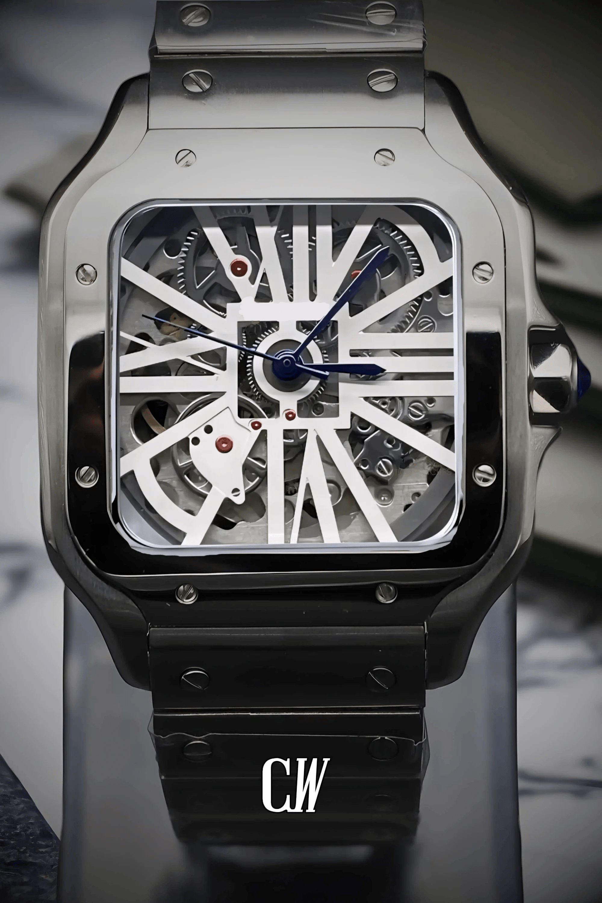 Santeiko Mod Santos style Skeleton watch