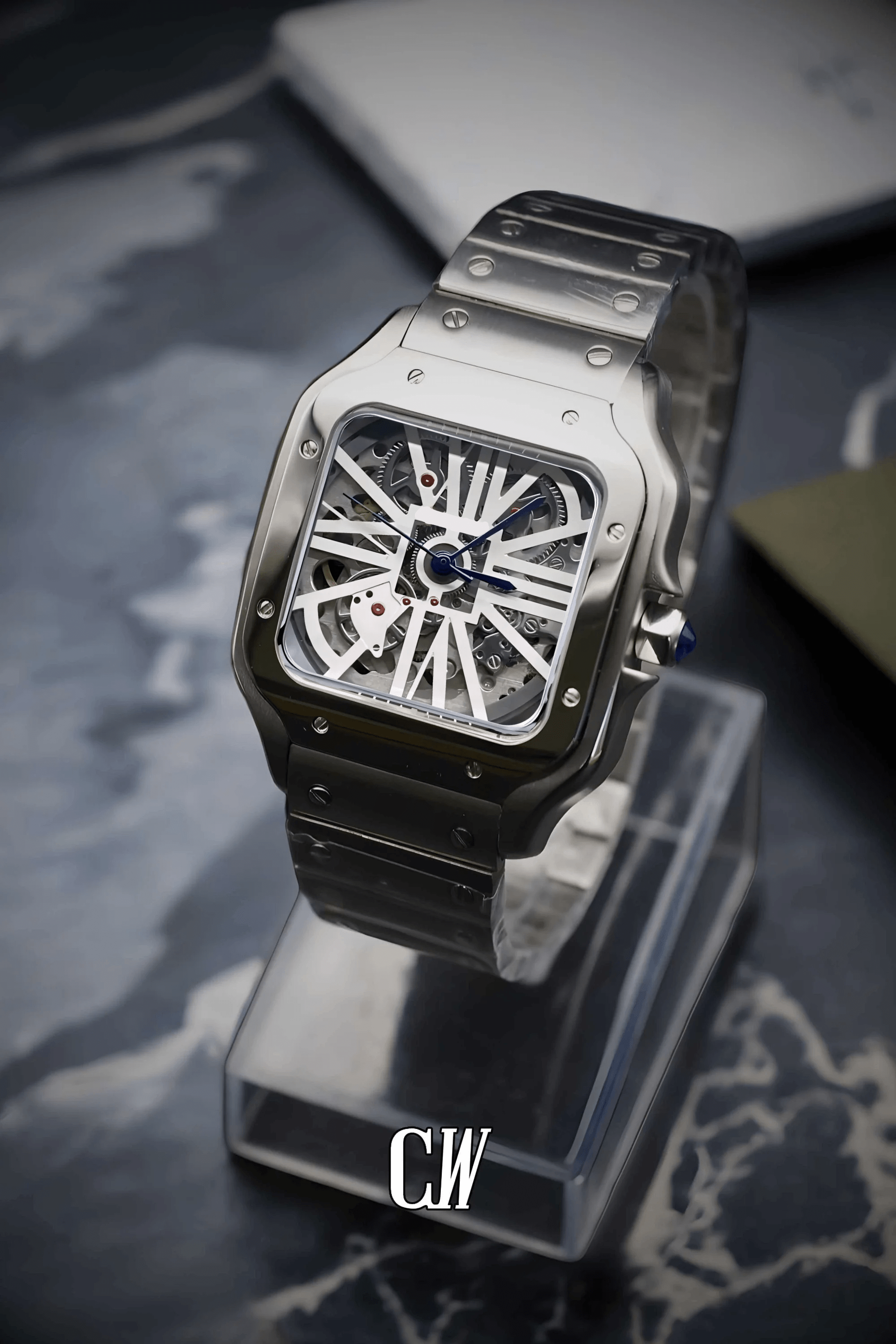 Santeiko Mod Santos style Skeleton watch
