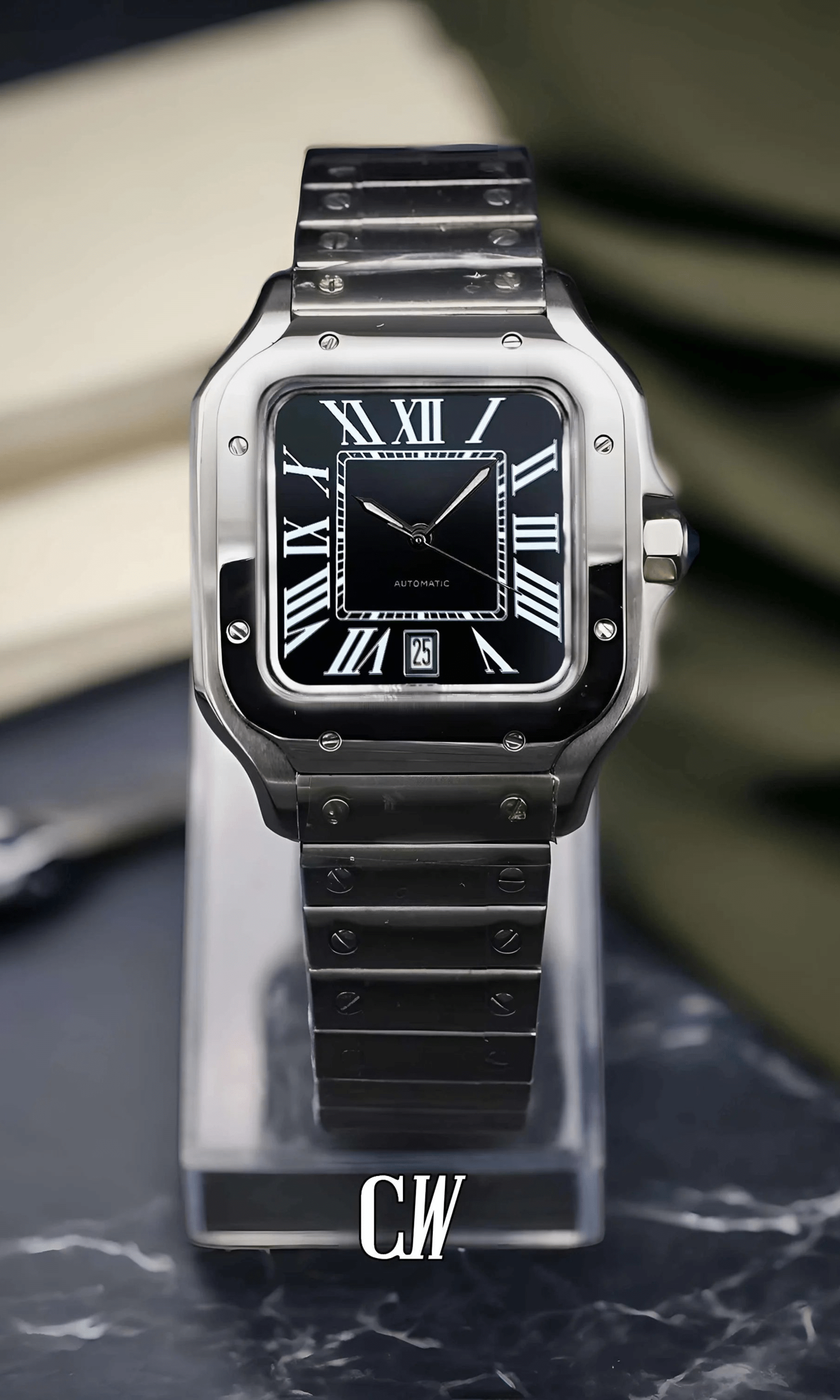 Santeiko Mod Santos style watch black - Circa Watch Labs