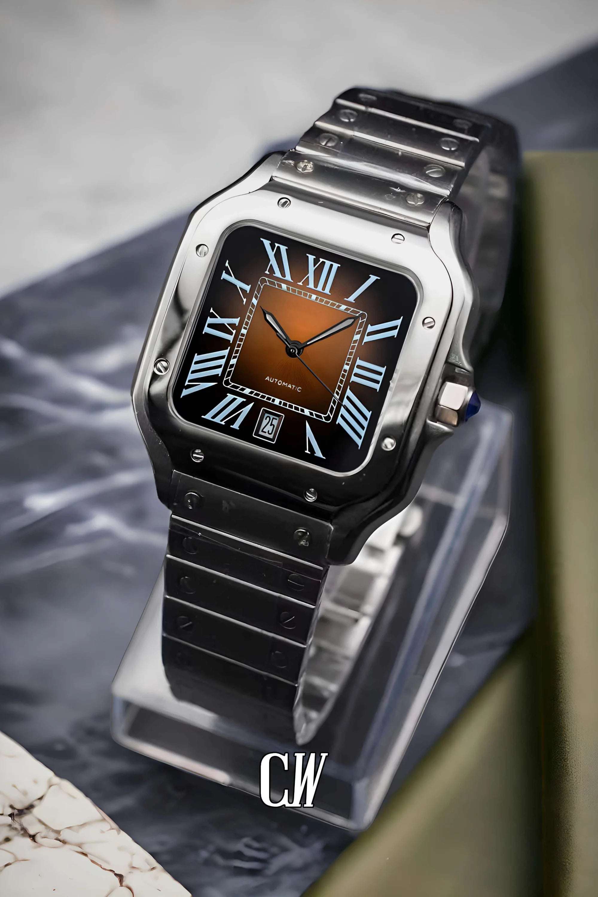 Santeiko Mod Santos style watch brown