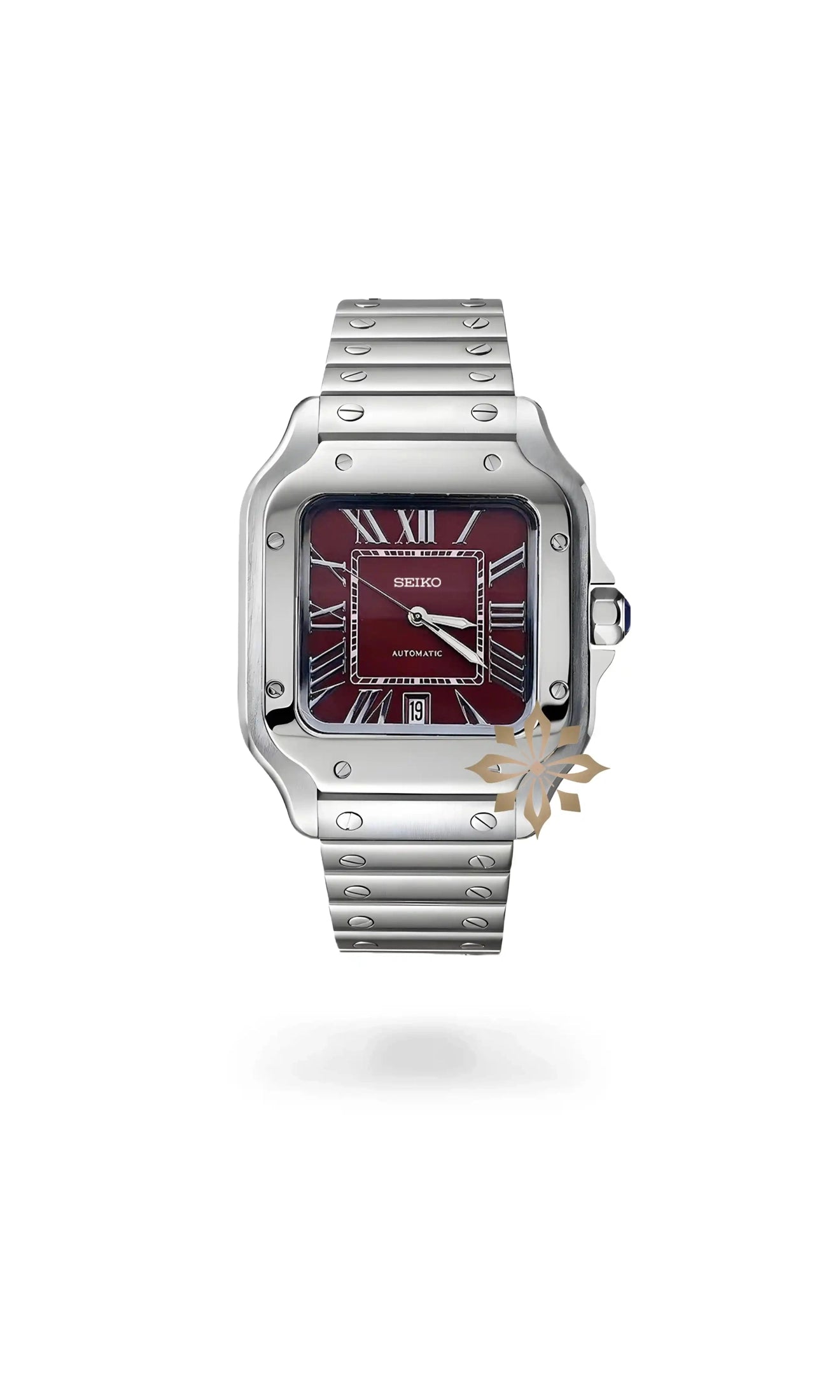 Santeiko Mod Santos style watch burgundy - Circa Watch Labs