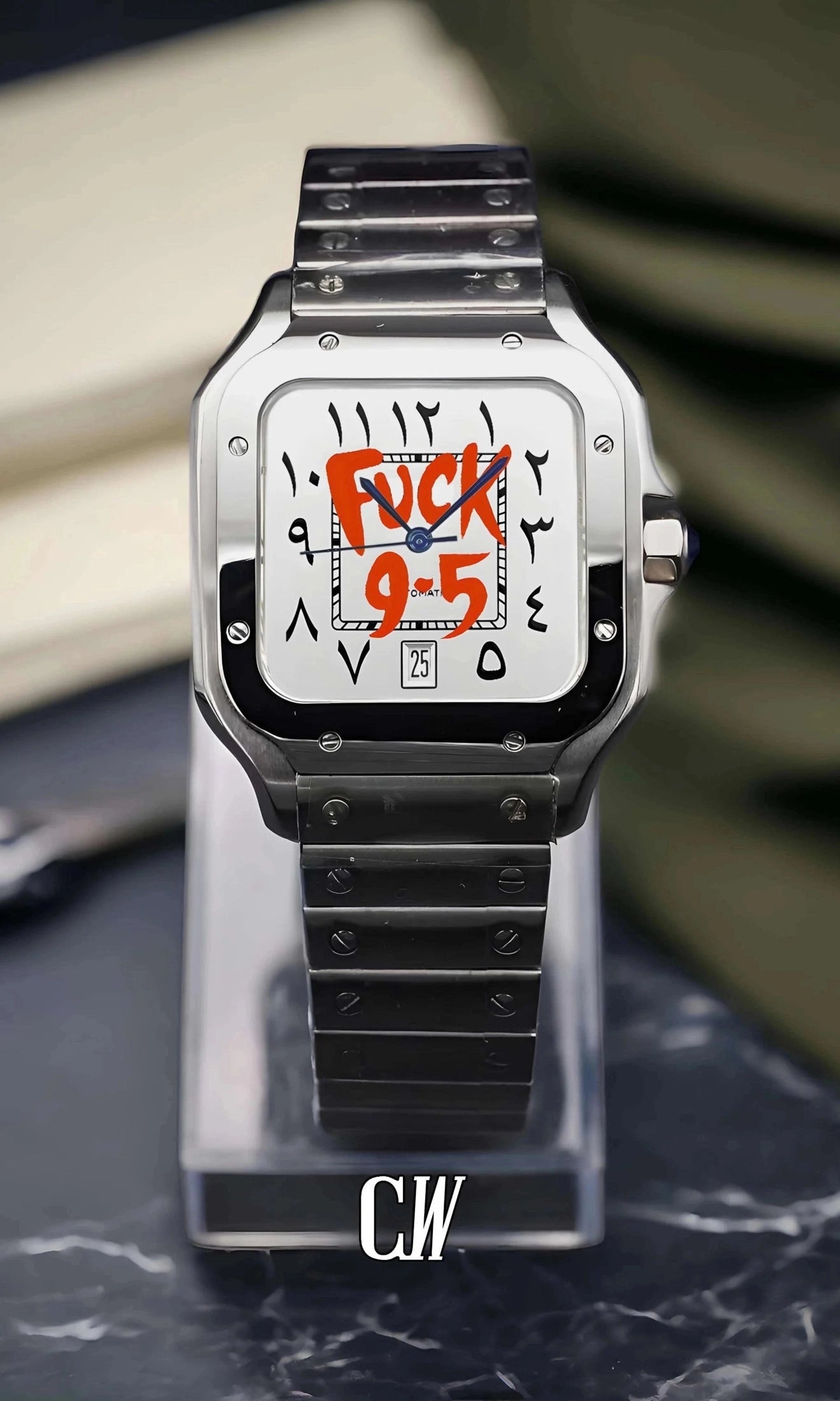 Santeiko Mod Santos style watch 'f*ck 9-5' arabic edition - Circa Watch Labs
