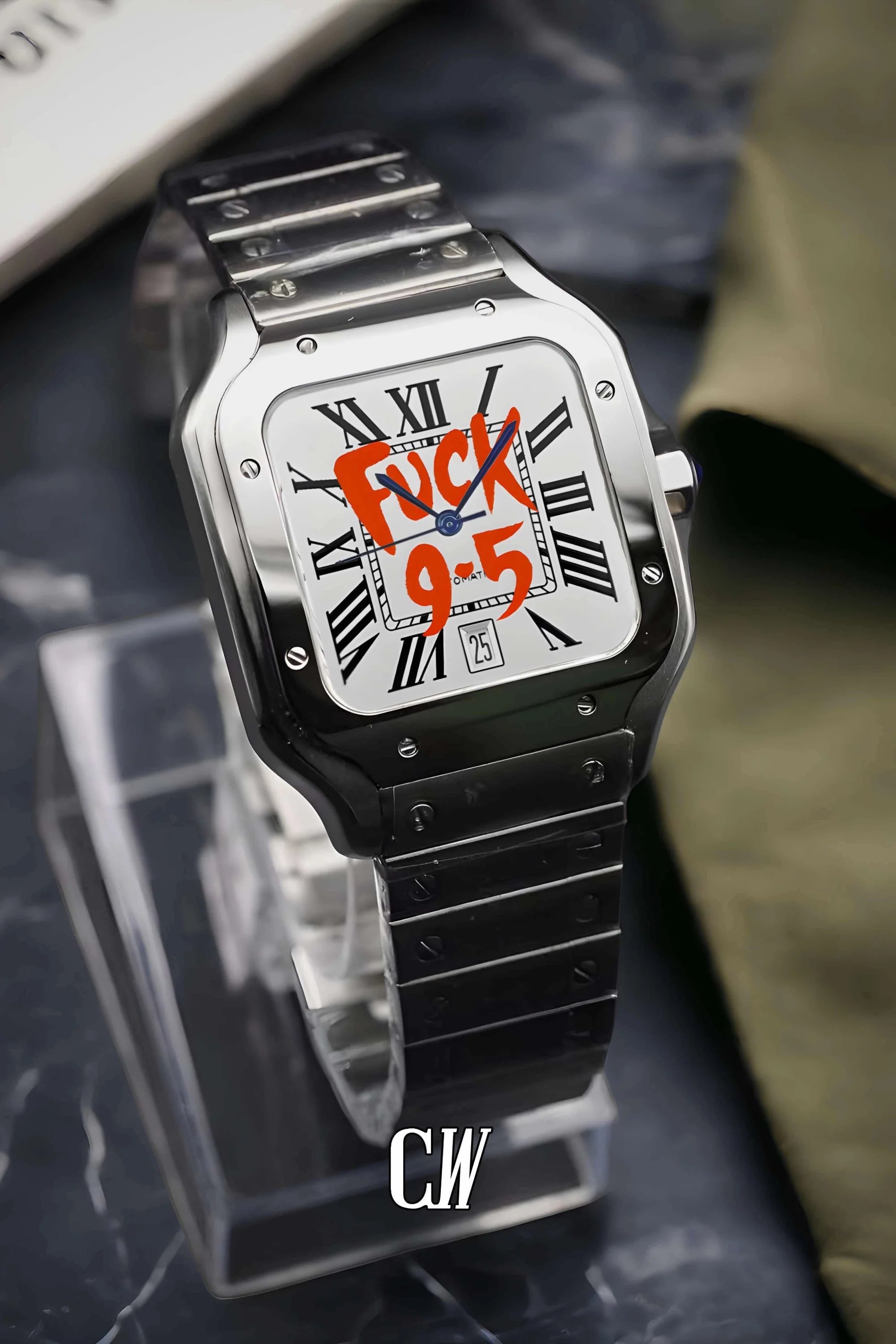 Santeiko Mod Santos style watch 'f*ck 9 - 5' limited edition - Circa Watch Labs