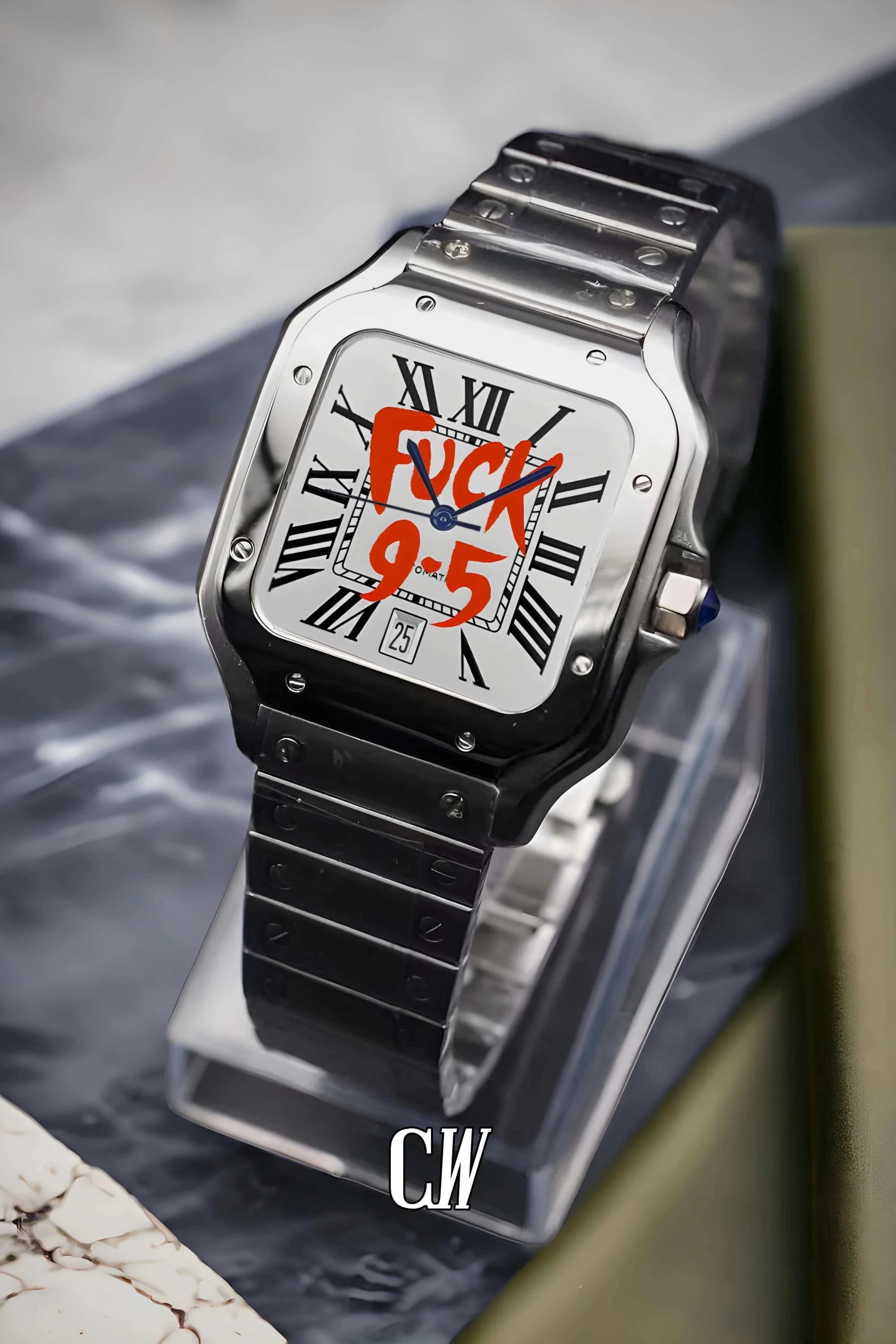 Santeiko Mod Santos style watch 'f*ck 9 - 5' limited edition - Circa Watch Labs