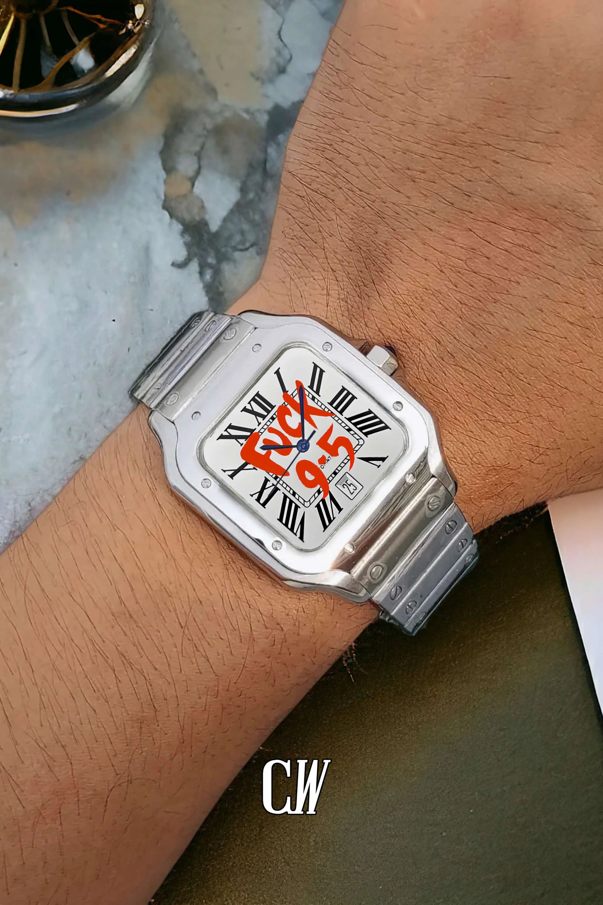 Santeiko Mod Santos style watch 'f*ck 9 - 5' limited edition - Circa Watch Labs