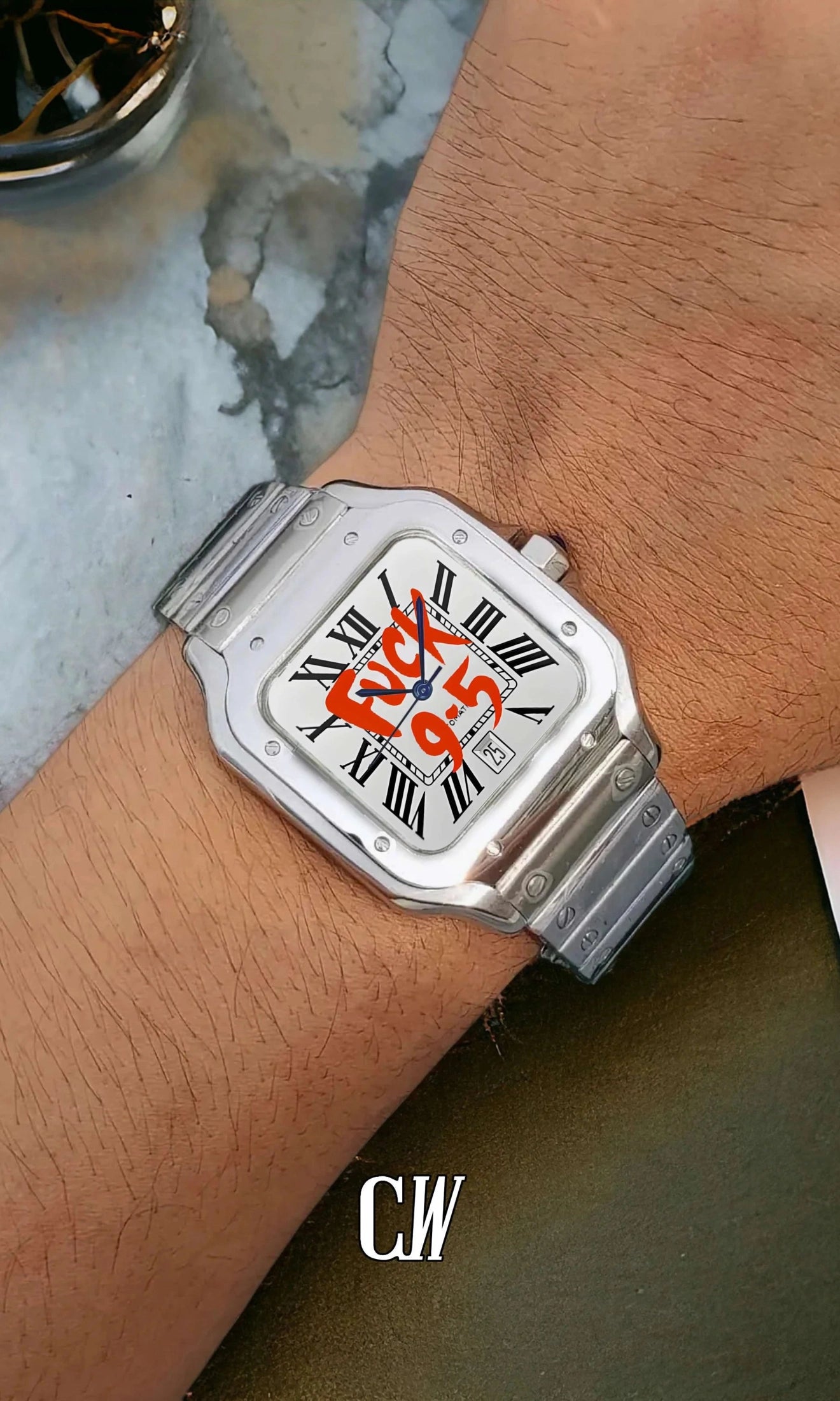Santeiko Mod Santos style watch 'f*ck 9-5' limited edition - Circa Watch Labs