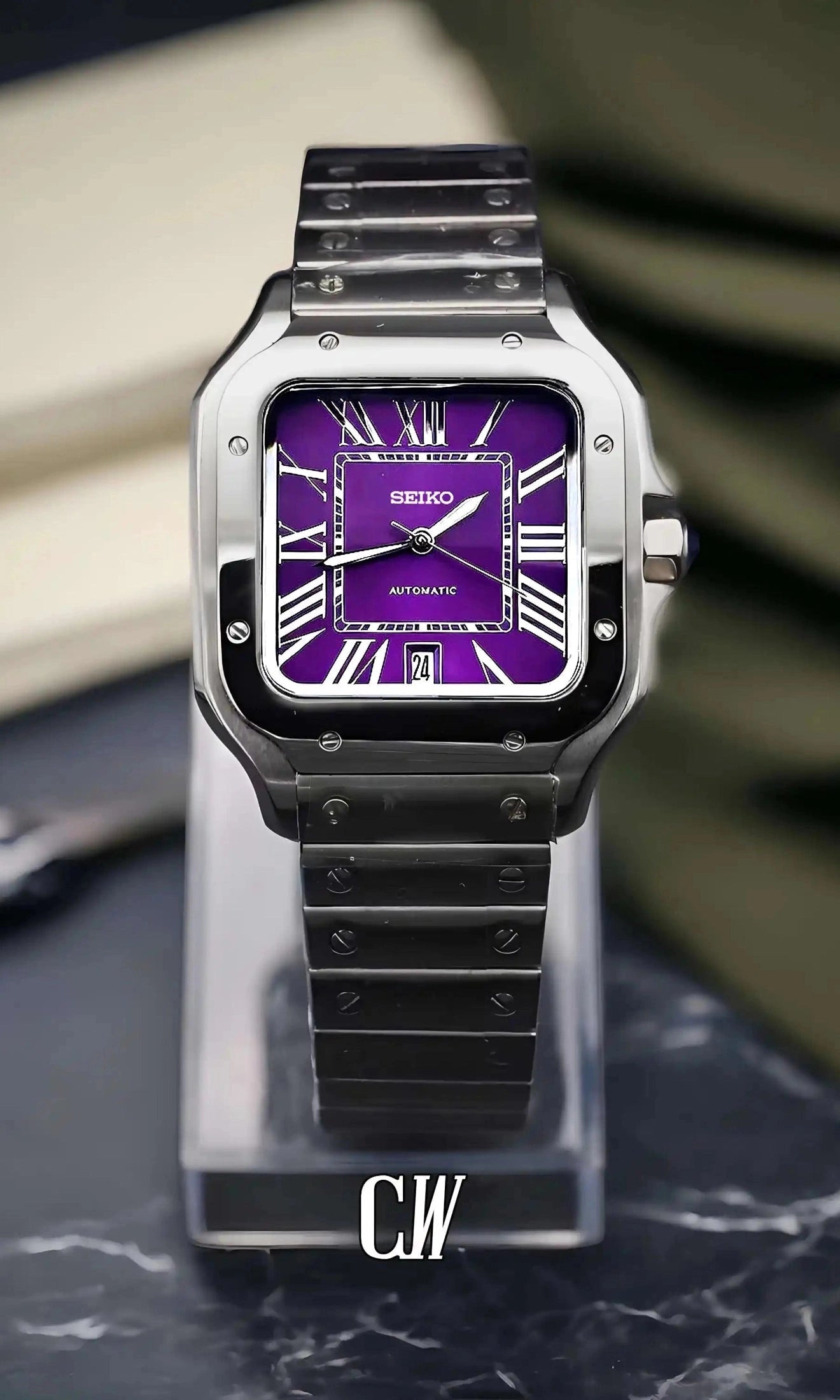 Santeiko Mod Santos style watch purple - Circa Watch Labs