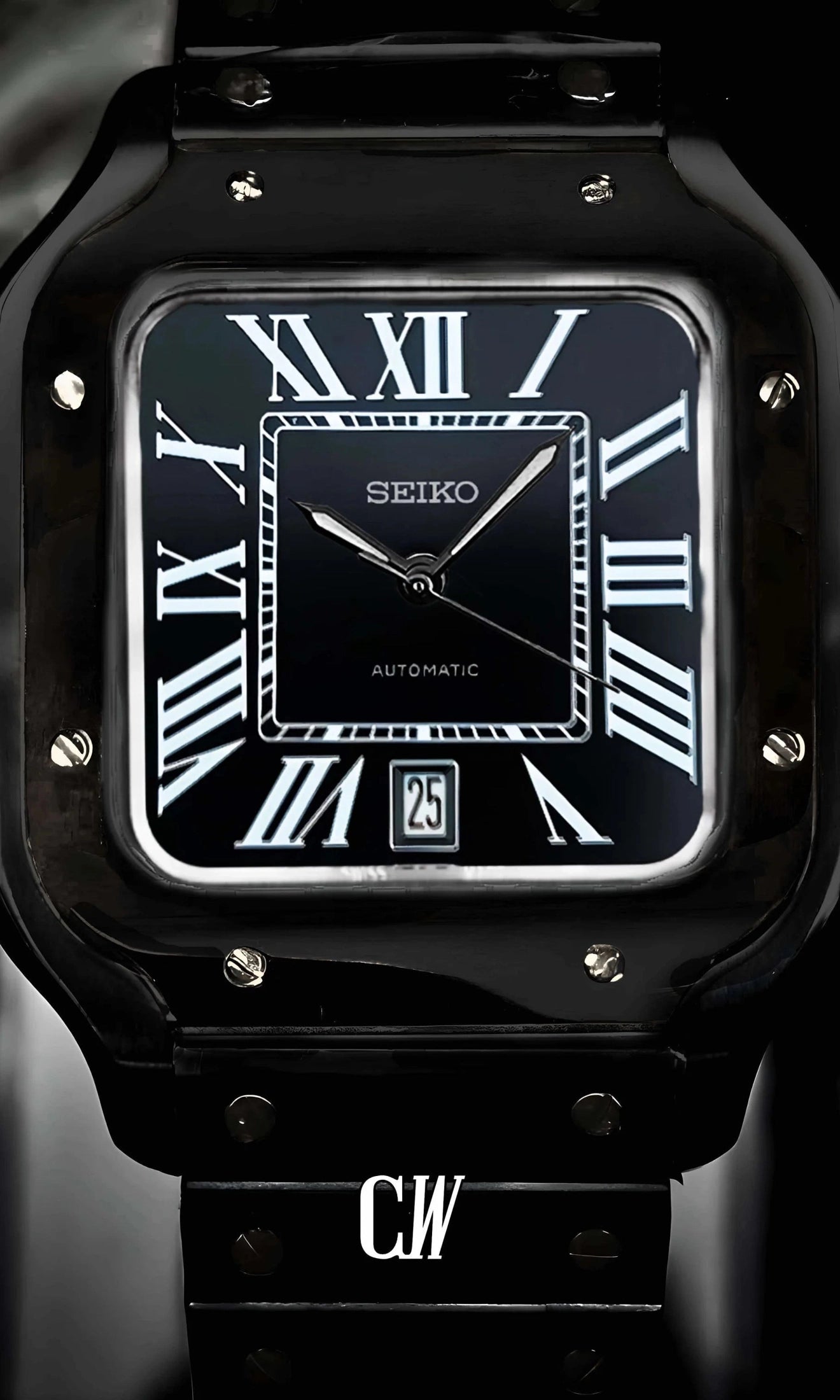 Santeiko Mod Santos style watch triple black - Circa Watch Labs