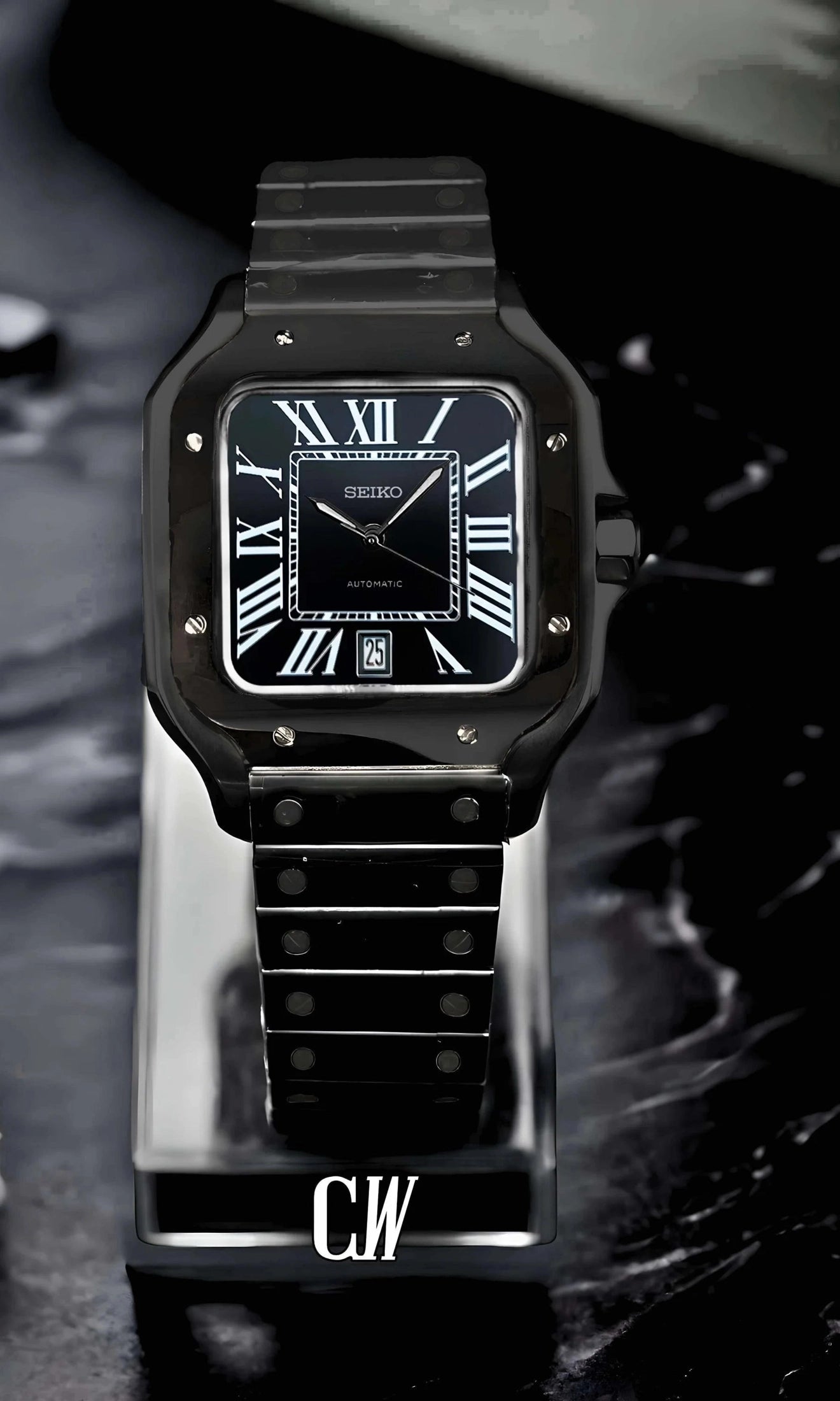 Santeiko Mod Santos style watch triple black - Circa Watch Labs