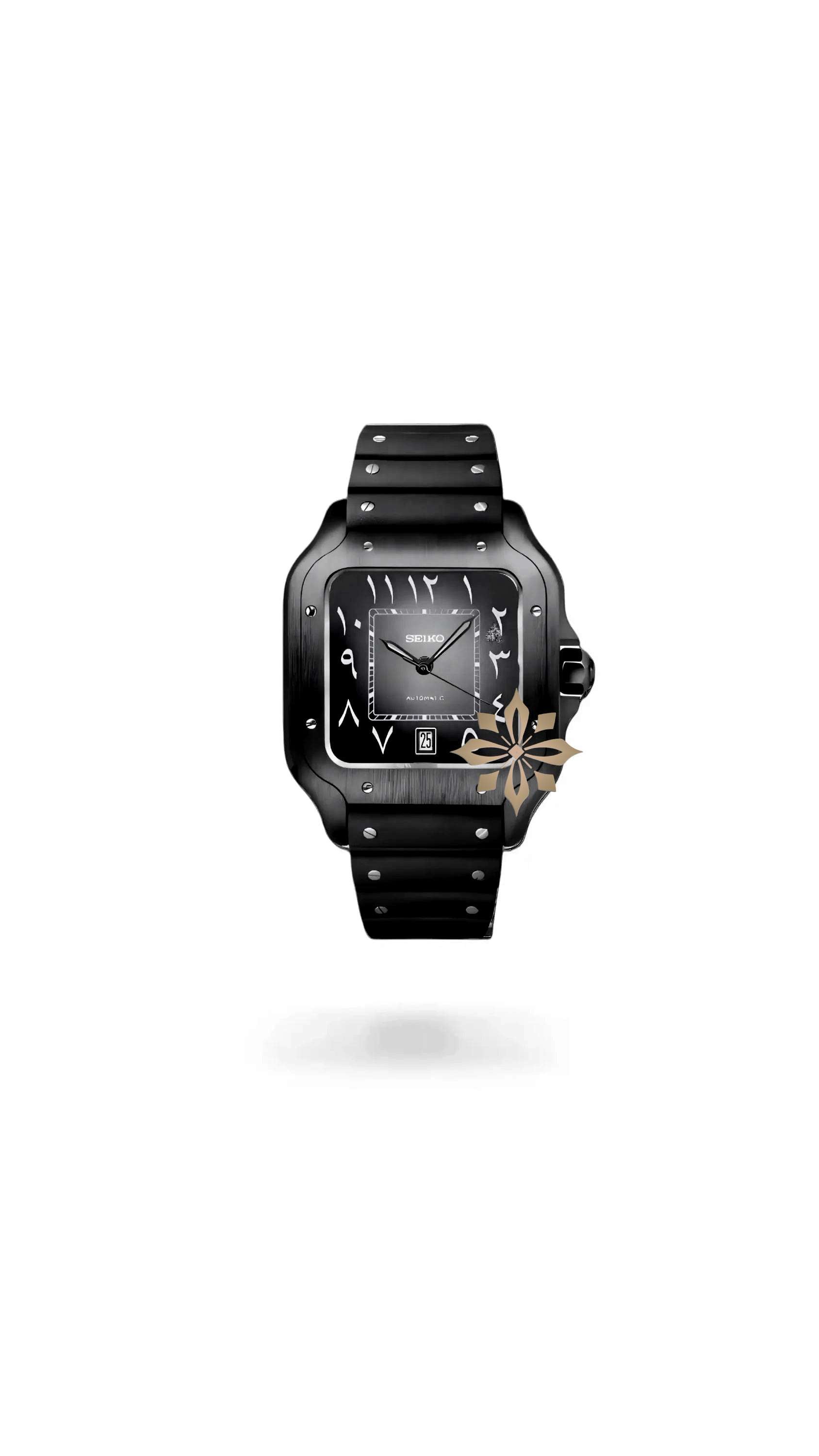 Santeiko Mod Santos style watch triple black arabic