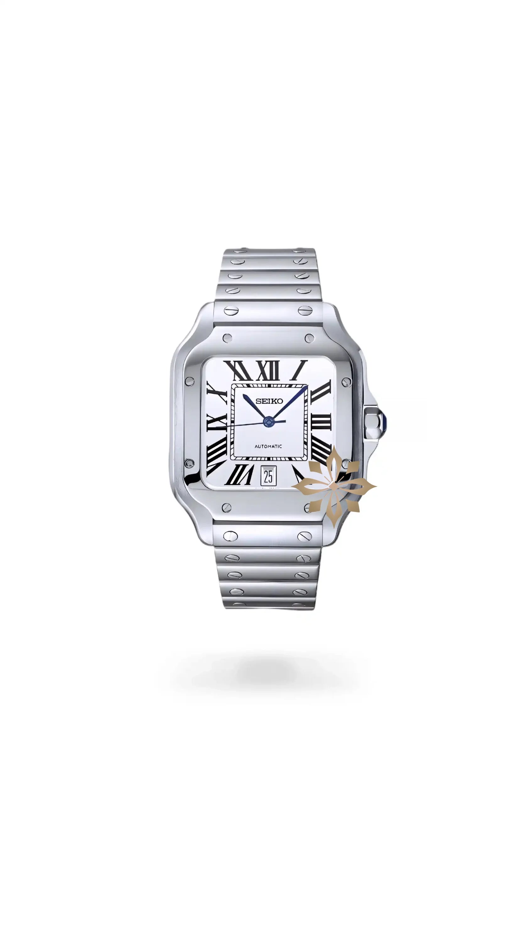 Santeiko Mod Santos style watch white - Circa Watch Labs seiko mod