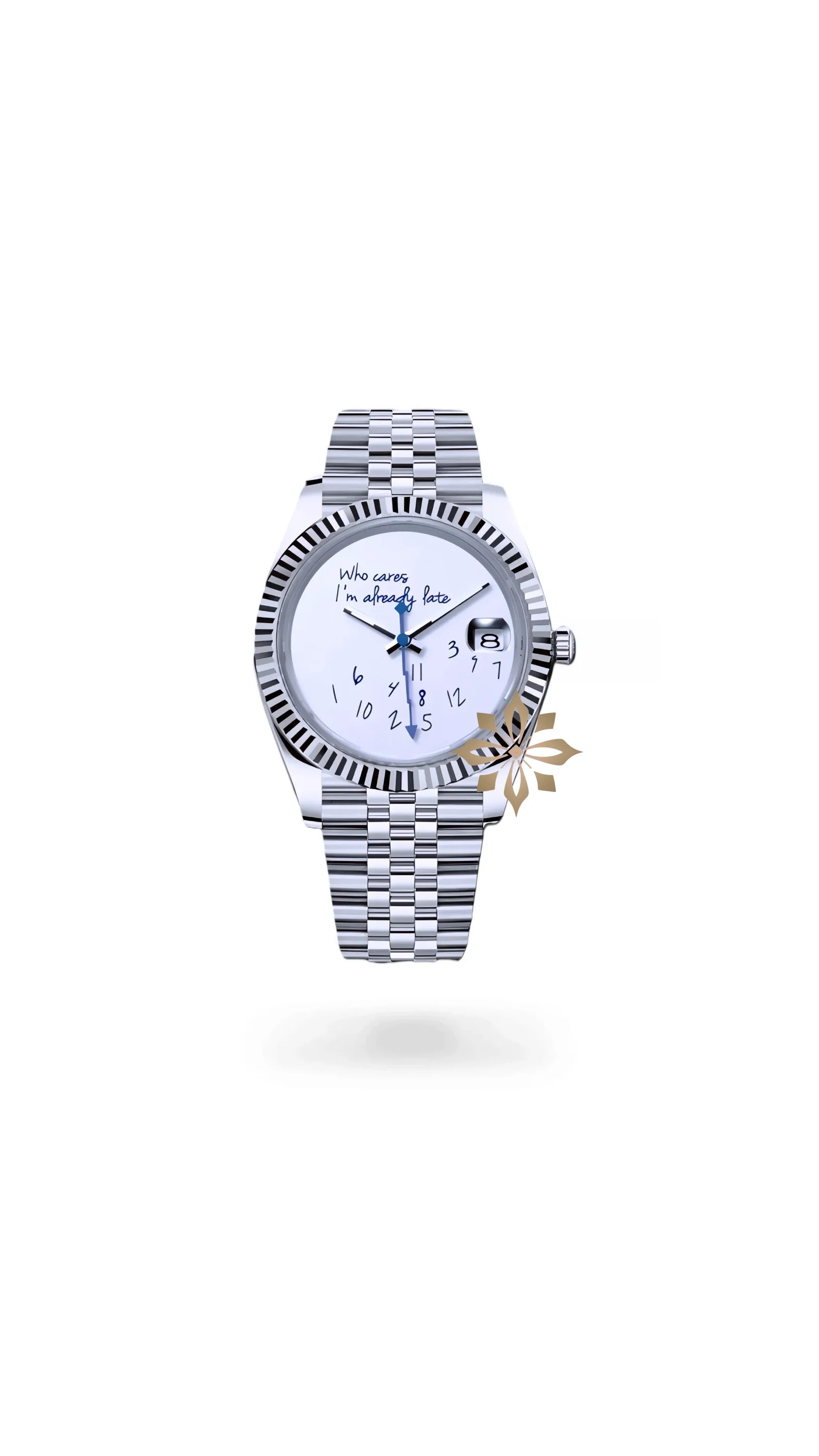 Seiko mod datejust 'who cares I'm already late' white watch - Circa Watch Labs seiko mod