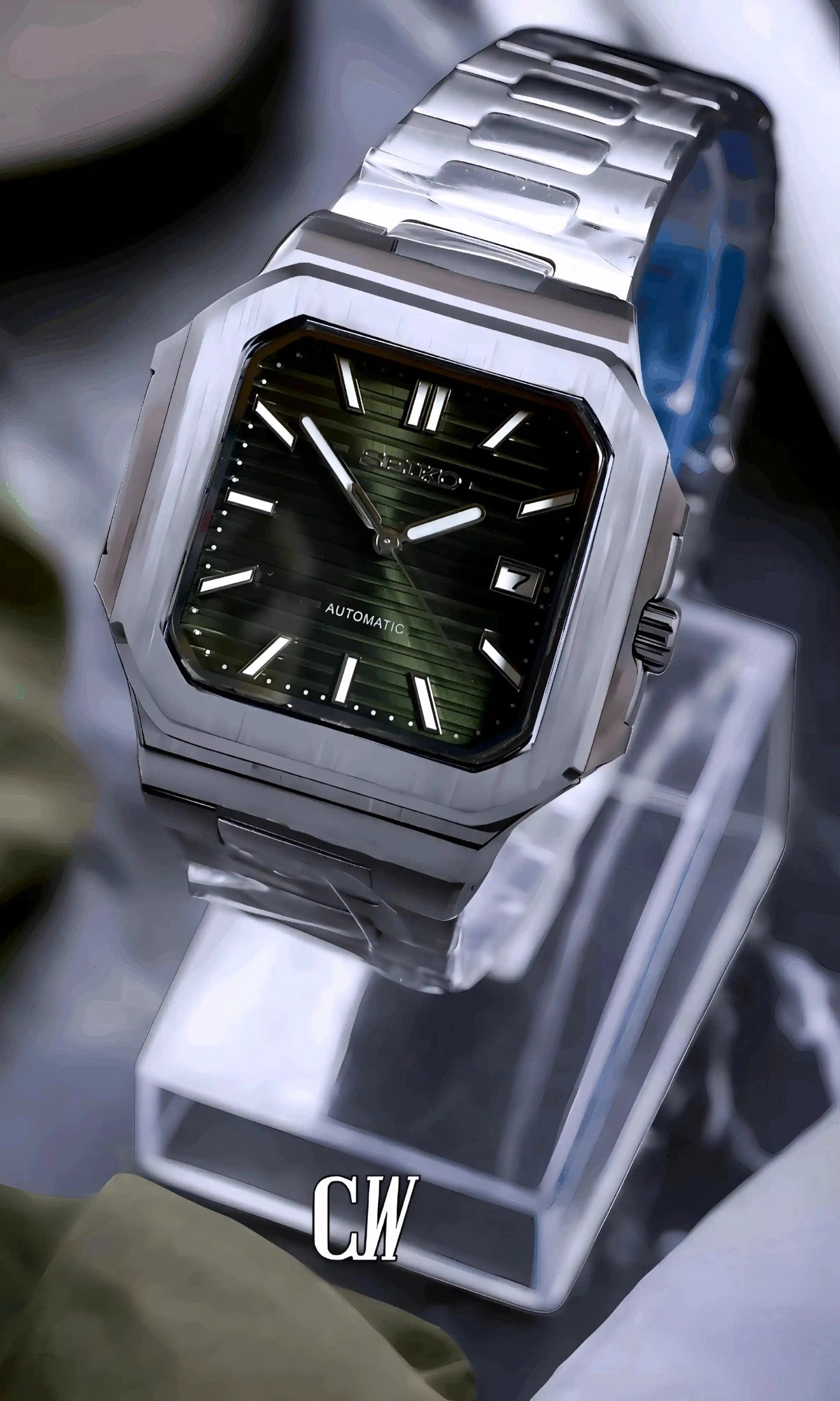 seiko mod Seikocubitus mod watch olive green