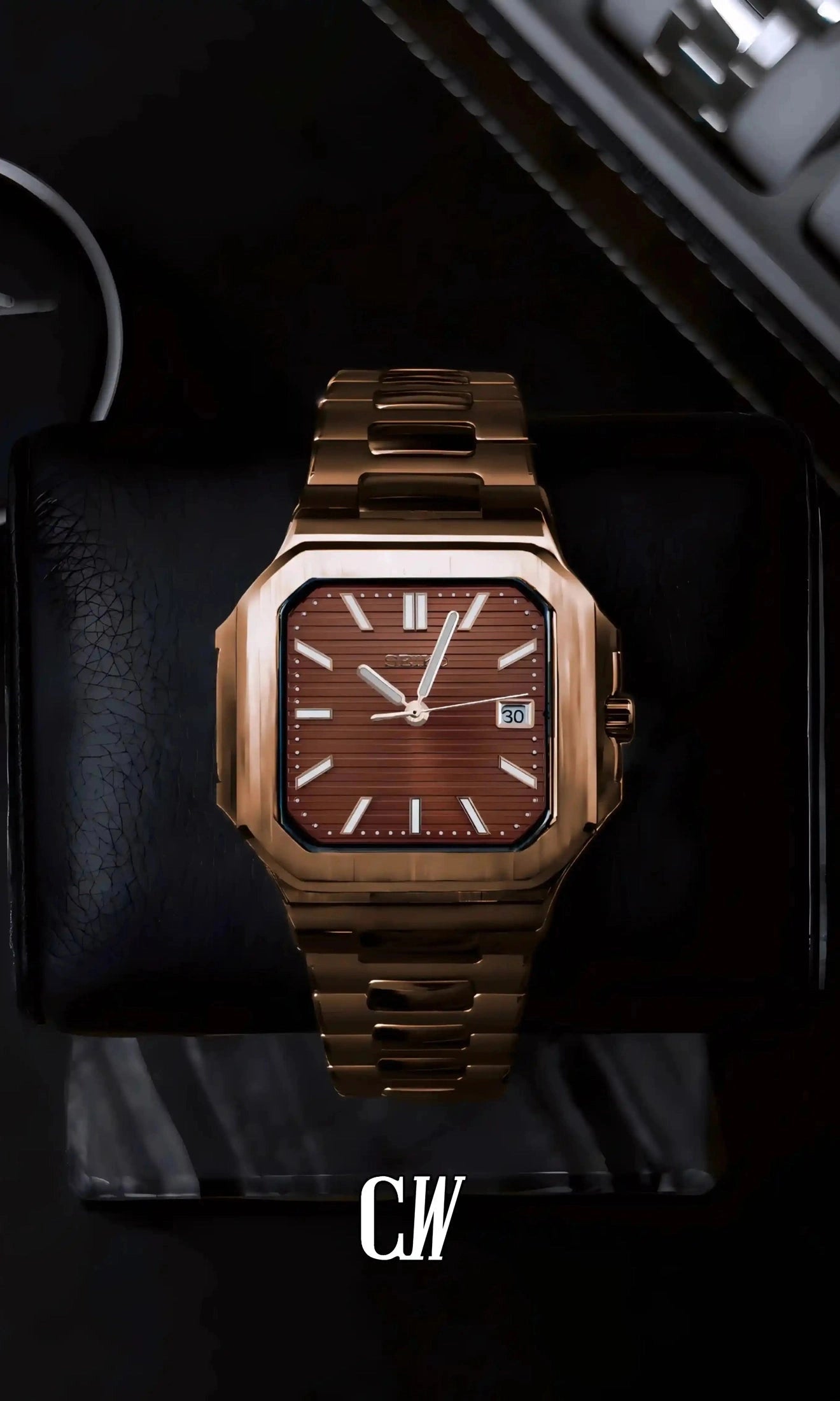 seiko mod Seikocubitus mod watch rose gold brown
