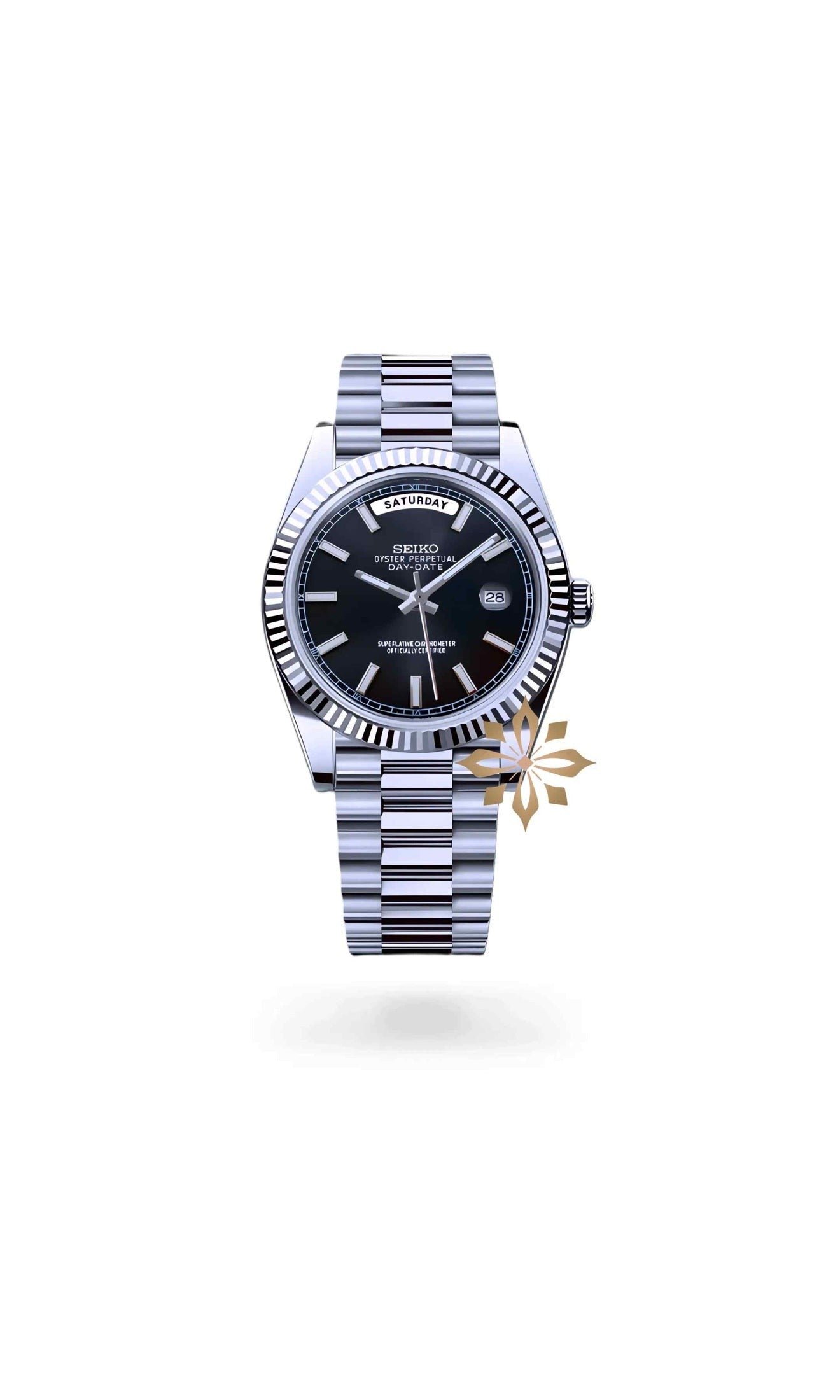 Seikojust mod daydate black automatic watch - Circa Watch Labs