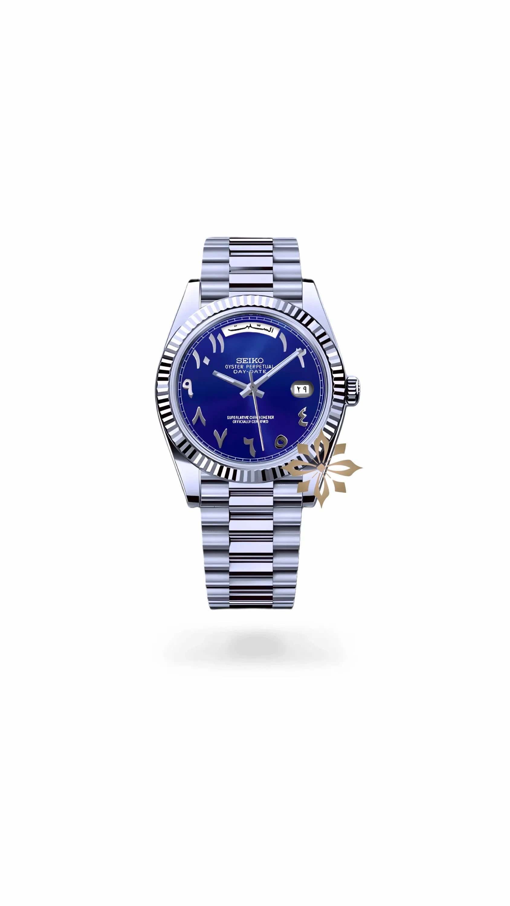 Seikojust mod daydate blue arabic automatic watch - Circa Watch Labs seiko mod