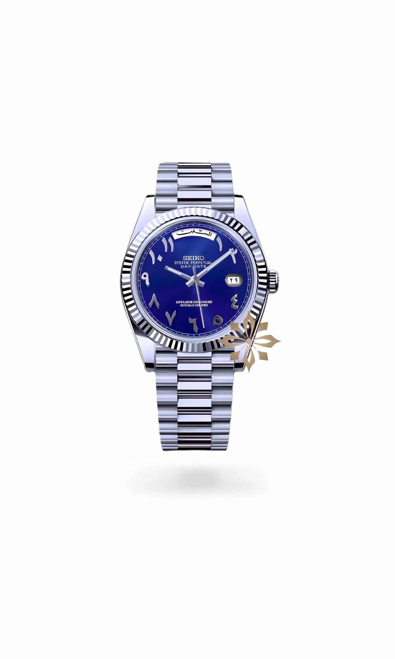 Seikojust mod daydate blue arabic automatic watch - Circa Watch Labs
