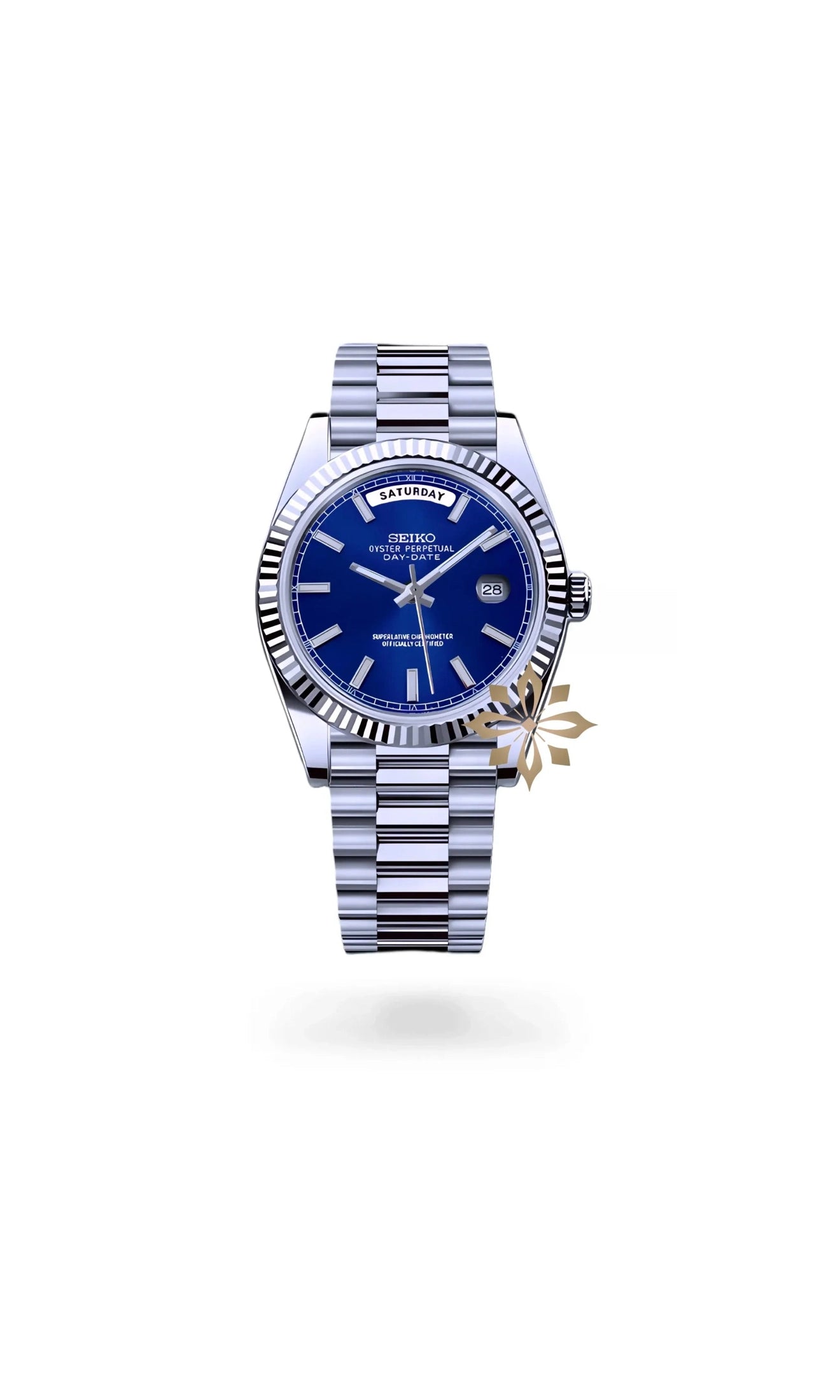 Seikojust mod daydate blue automatic watch - Circa Watch Labs seiko mod