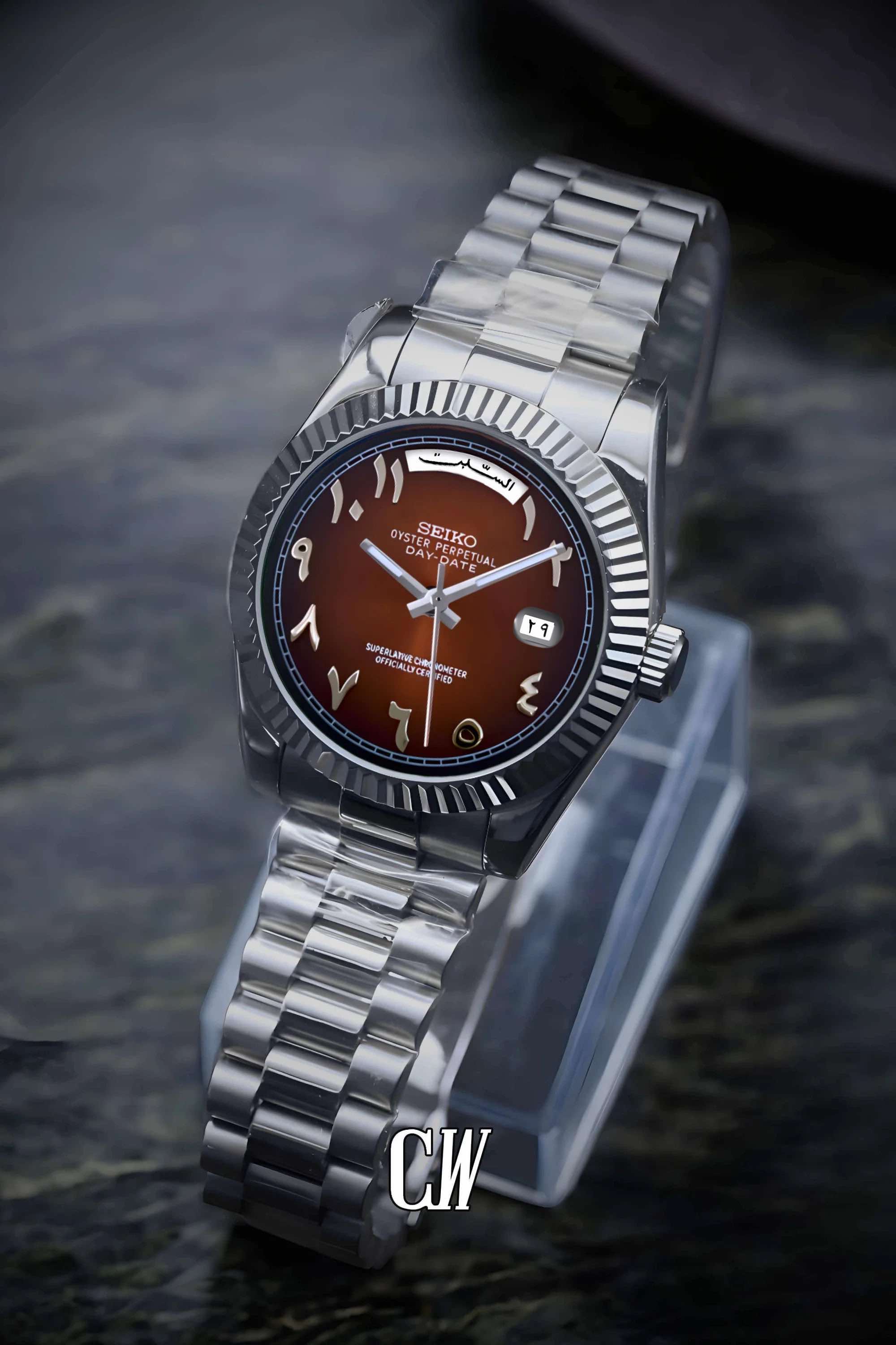 Seikojust mod daydate chocolate arabic automatic watch